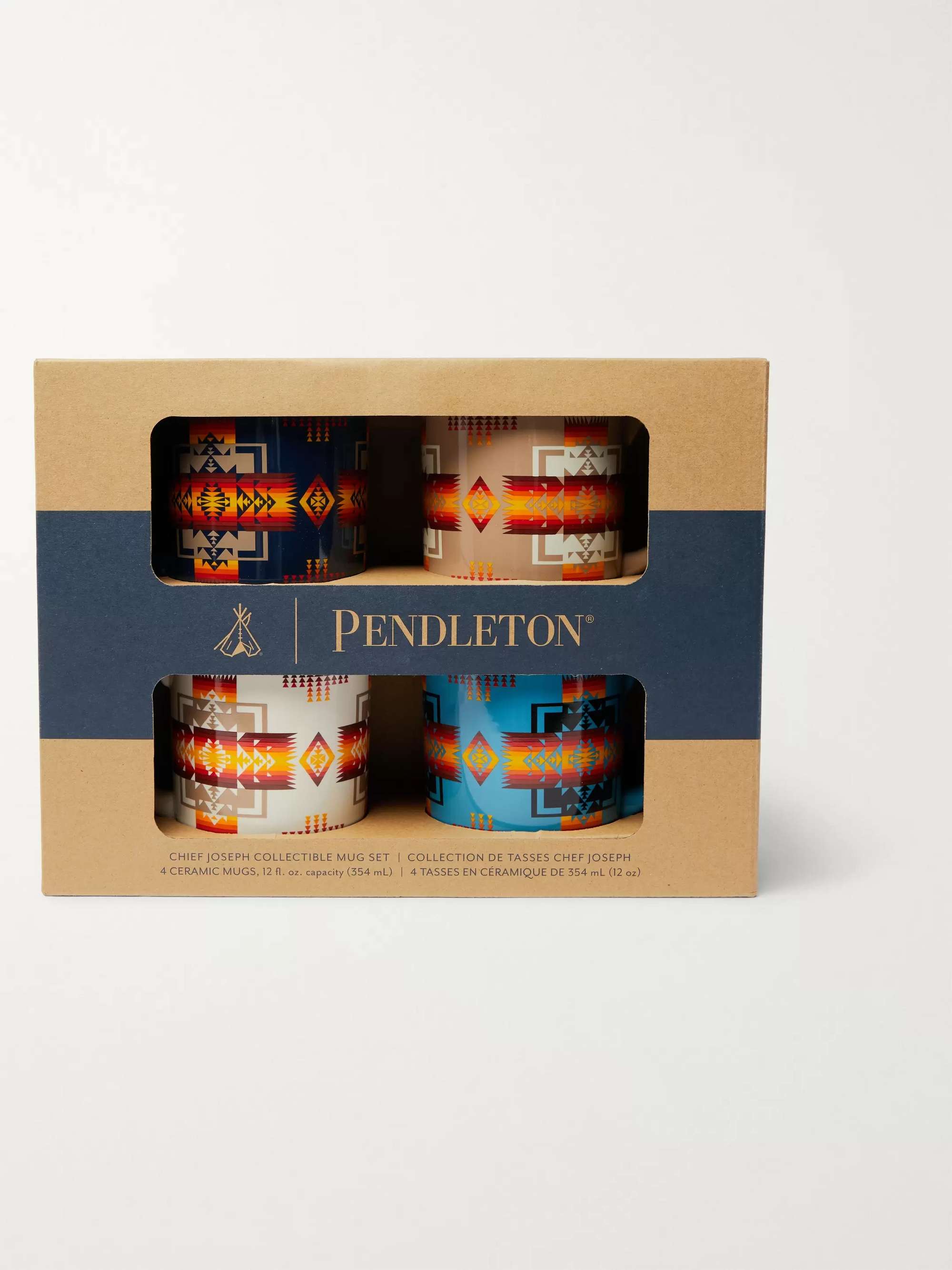 PENDLETON Chief Joseph Set of Four Printed Ceramic Mugs