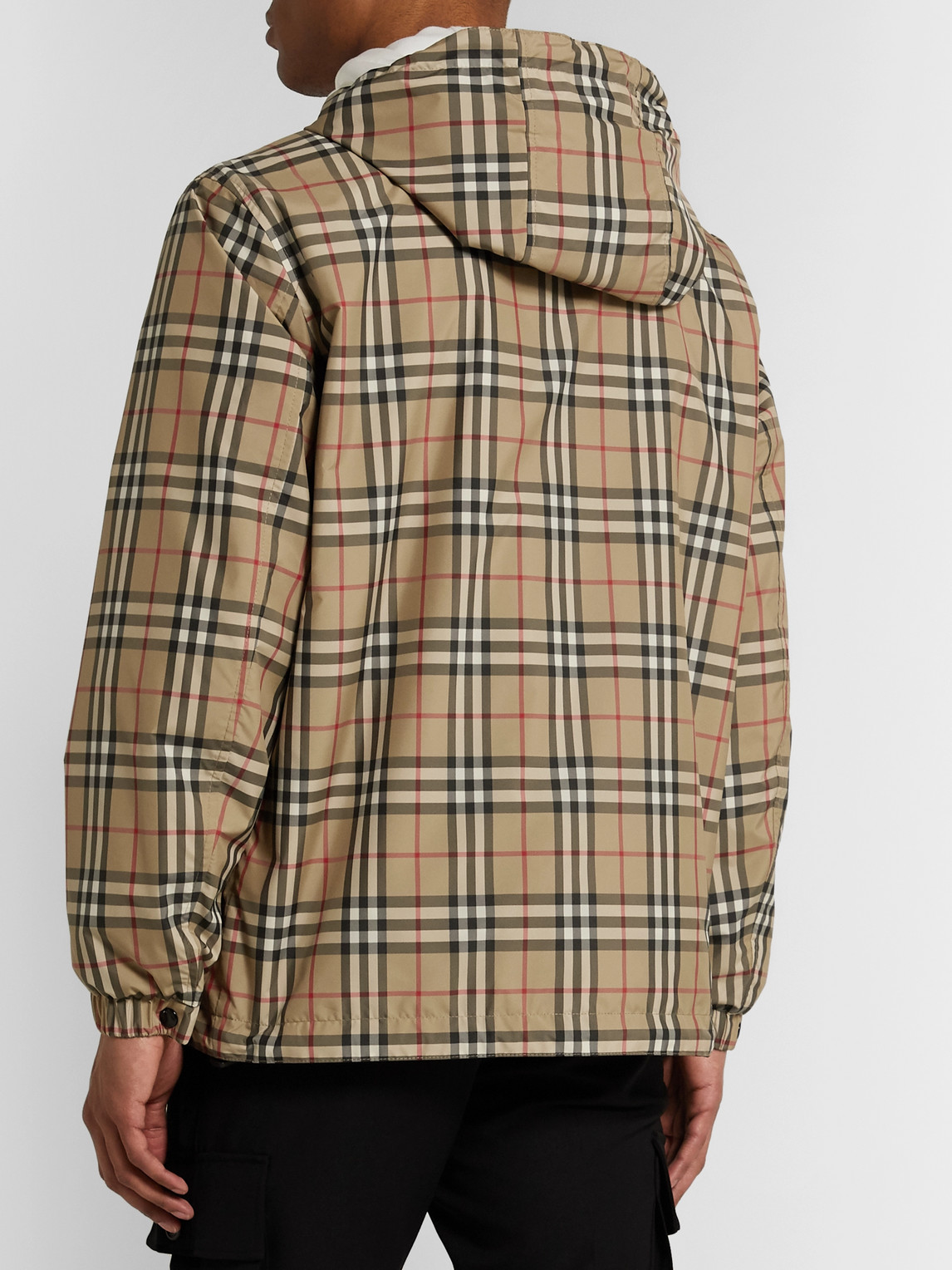 Shop Burberry Reversible Checked Shell And Econyl Hooded Jacket In Brown