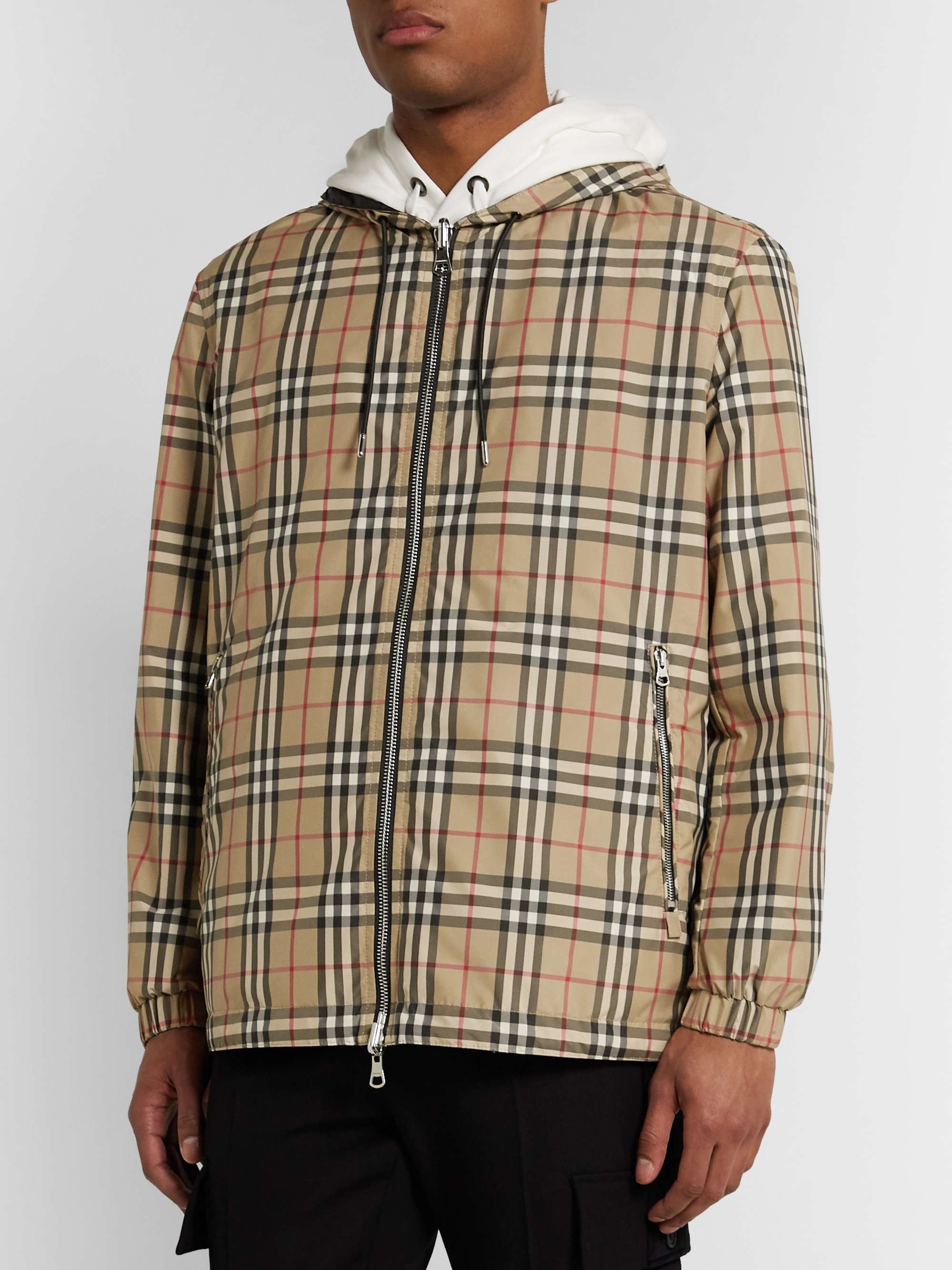 BURBERRY Reversible Checked Shell and ECONYL Hooded Jacket for Men | MR ...