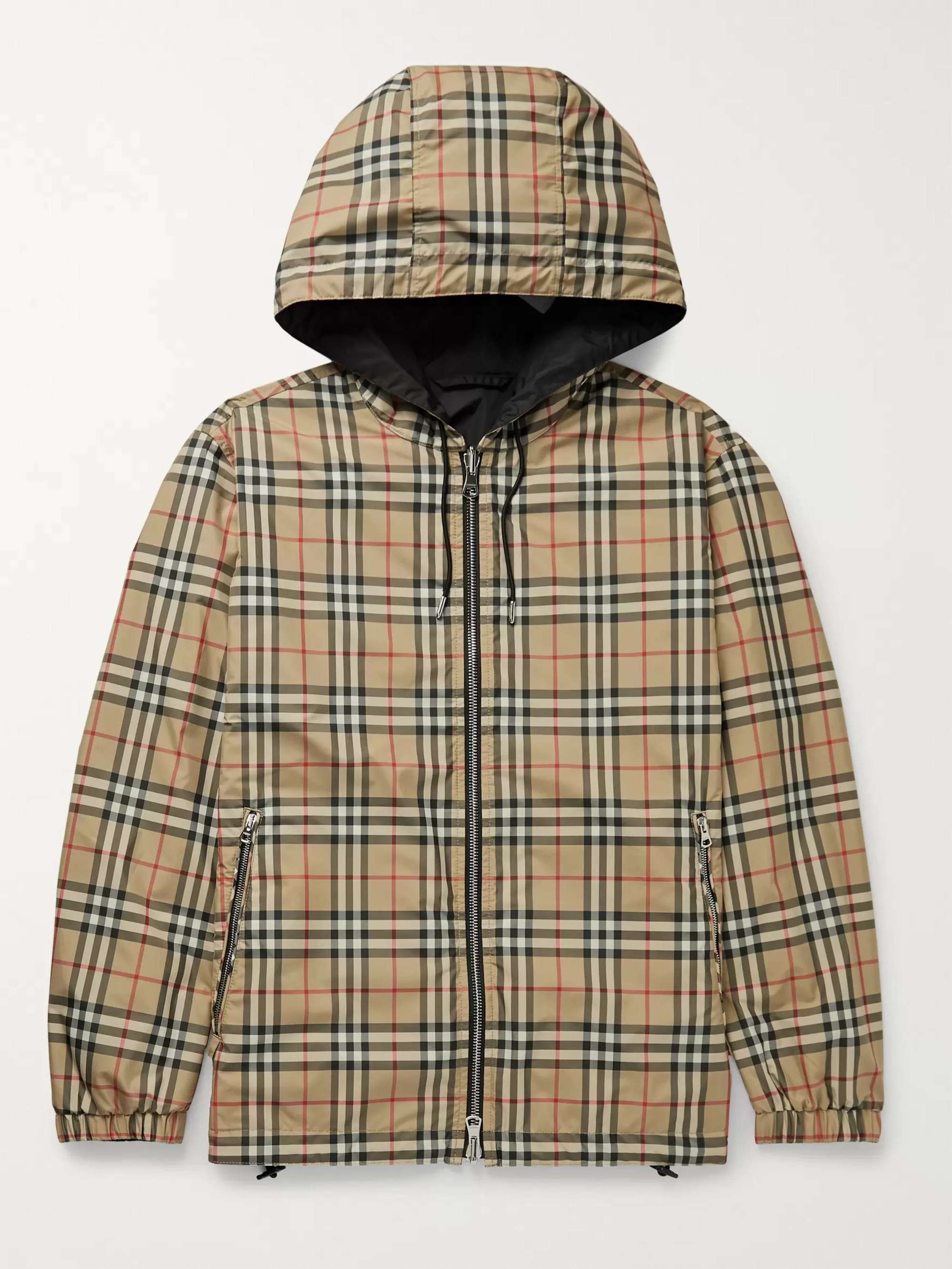 BURBERRY Reversible Checked Shell and ECONYL Hooded Jacket for Men | MR ...