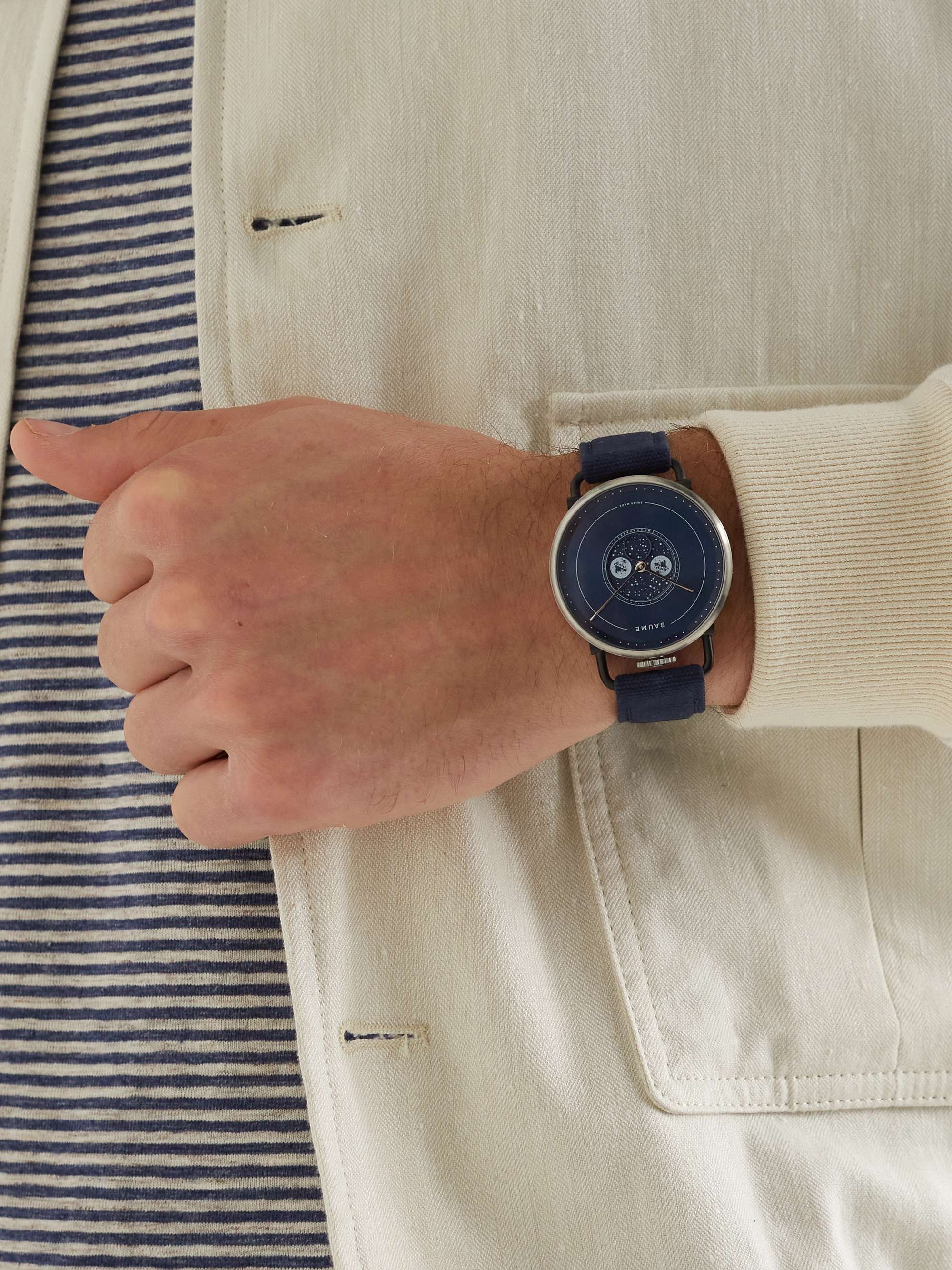 BAUME Moon-Phase 41mm PVD-Coated Stainless Steel and Cotton-Canvas Watch, Ref. No. 10637
