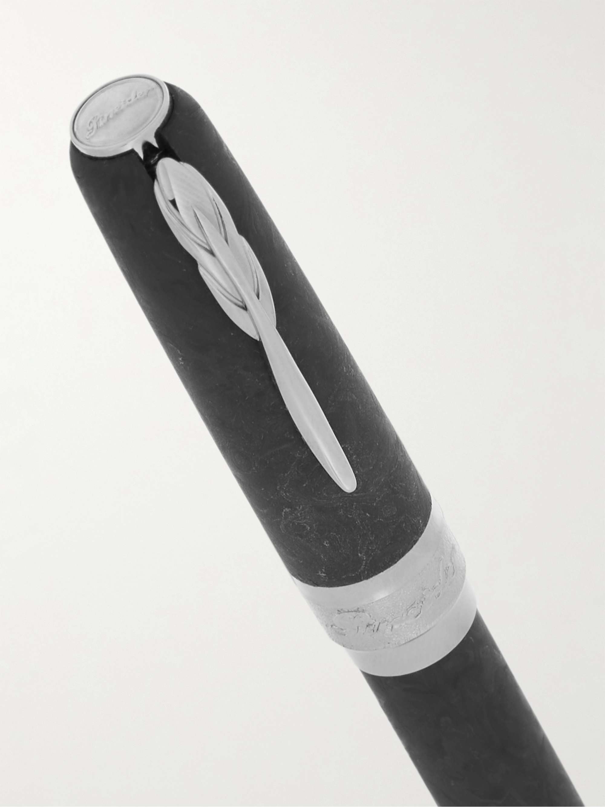 PINEIDER Limited Edition Forged Carbon and 14-Karat White Gold Fountain Pen