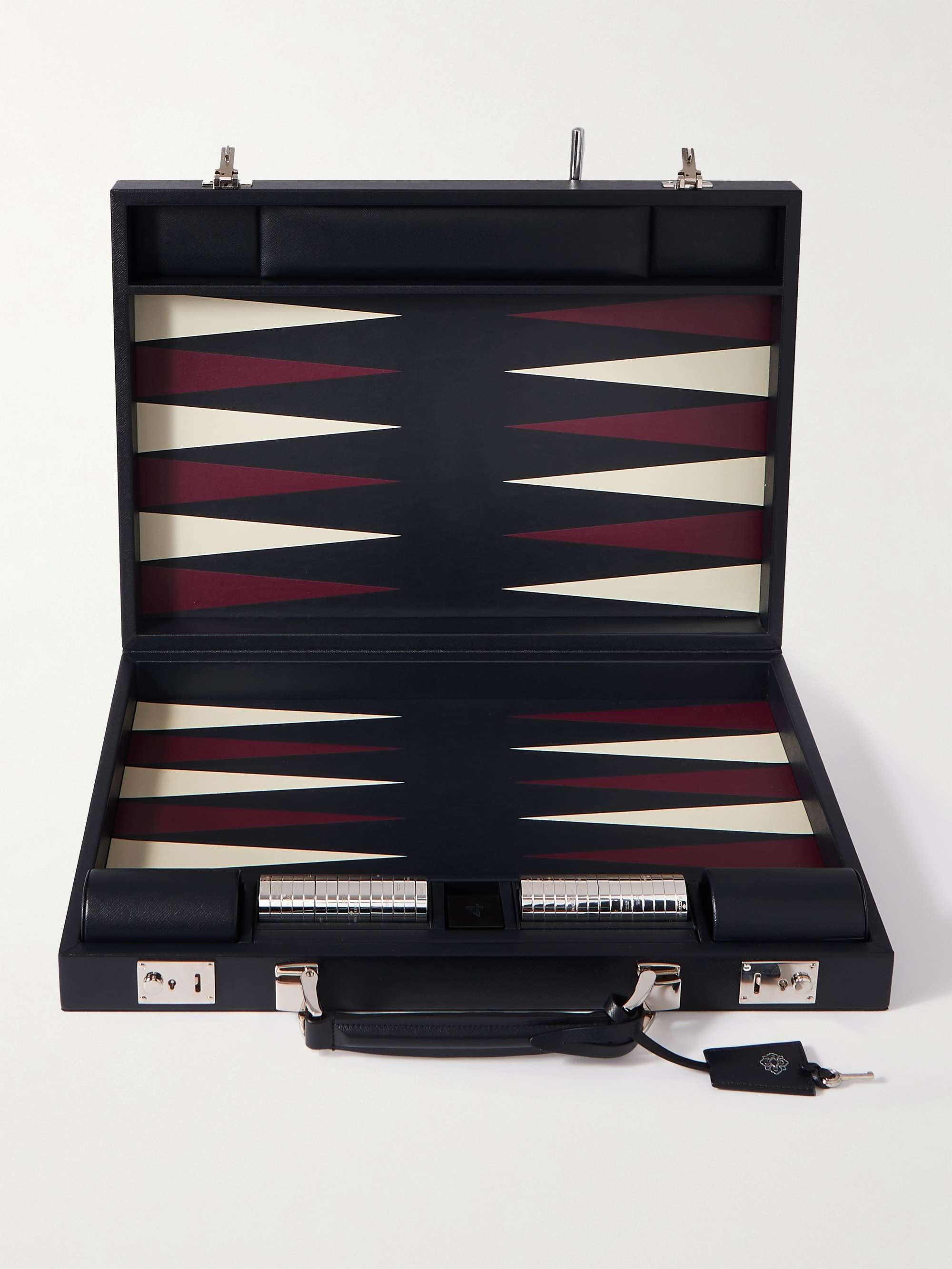 BUCCELLATI Icona Cross-Grain Leather Backgammon Set