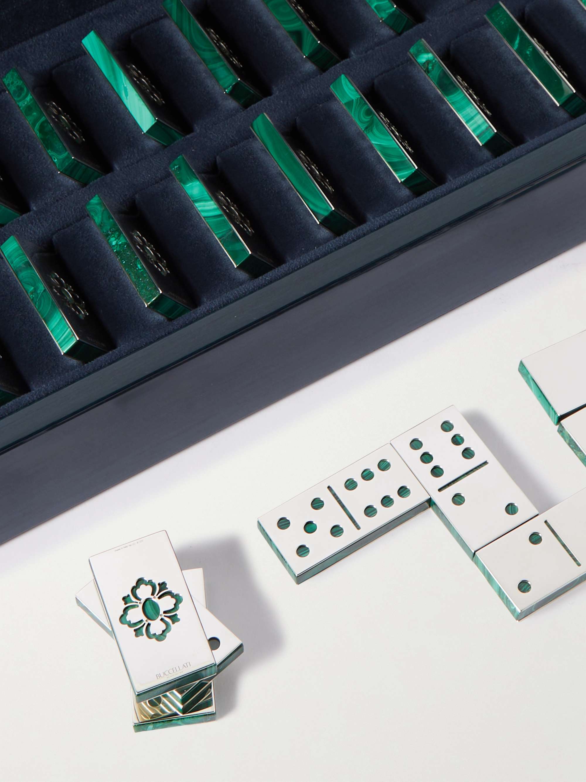 BUCCELLATI Silver and Malachite Dominoes Set