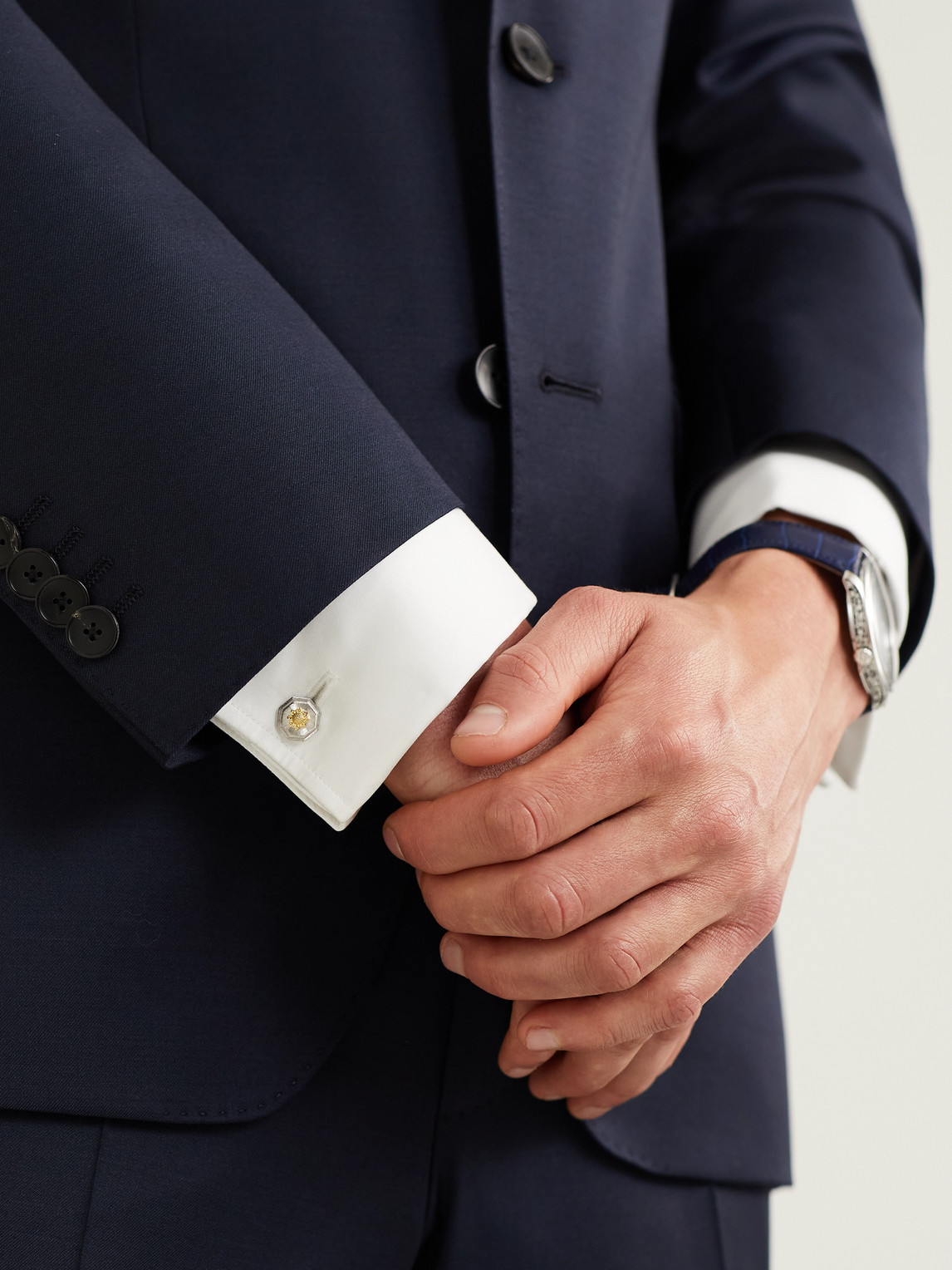 Shop Buccellati Macri Classica Sterling Silver And 18-karat Gold Cufflinks