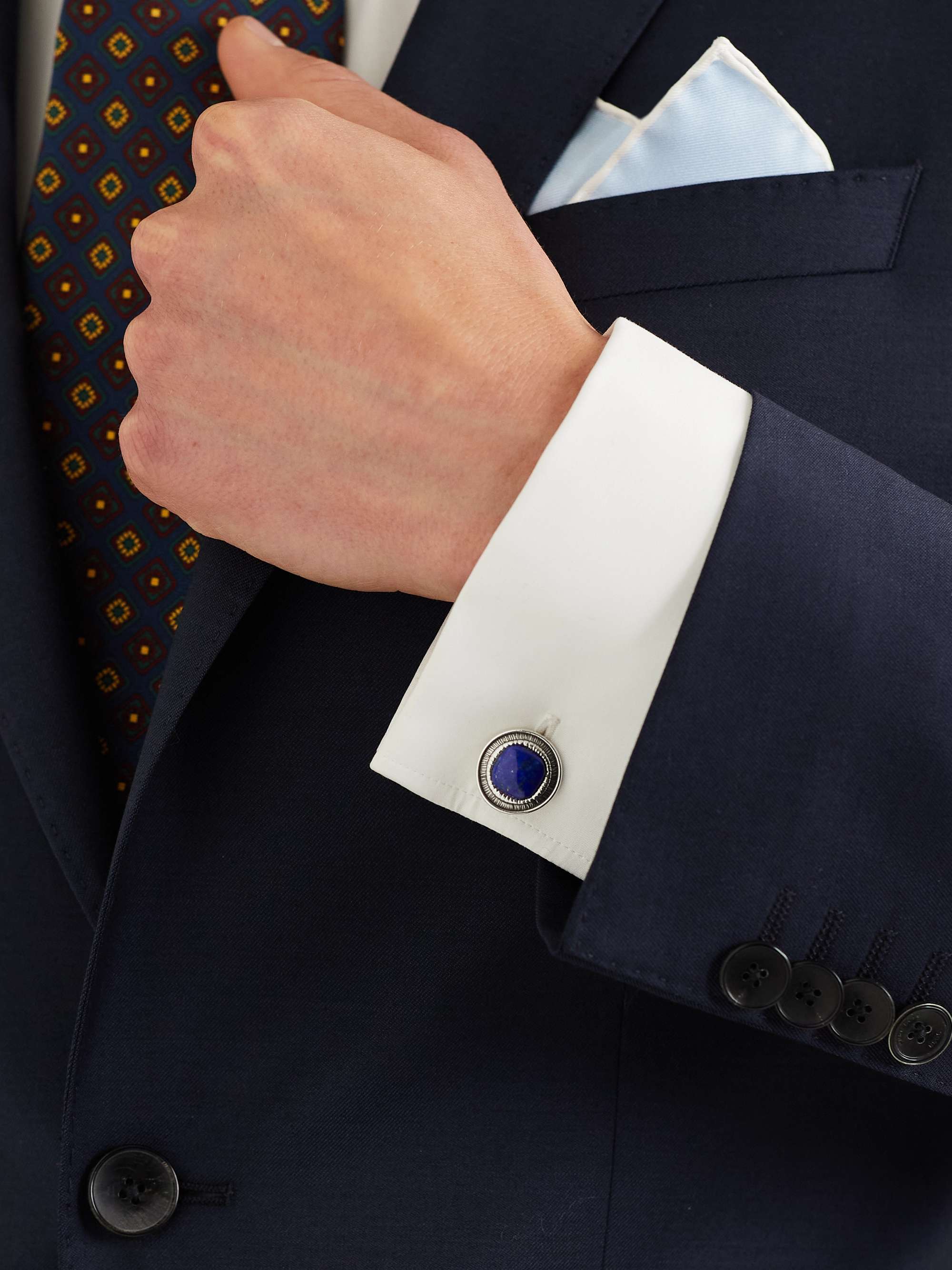 BUCCELLATI Rouche Silver Agate Cufflinks