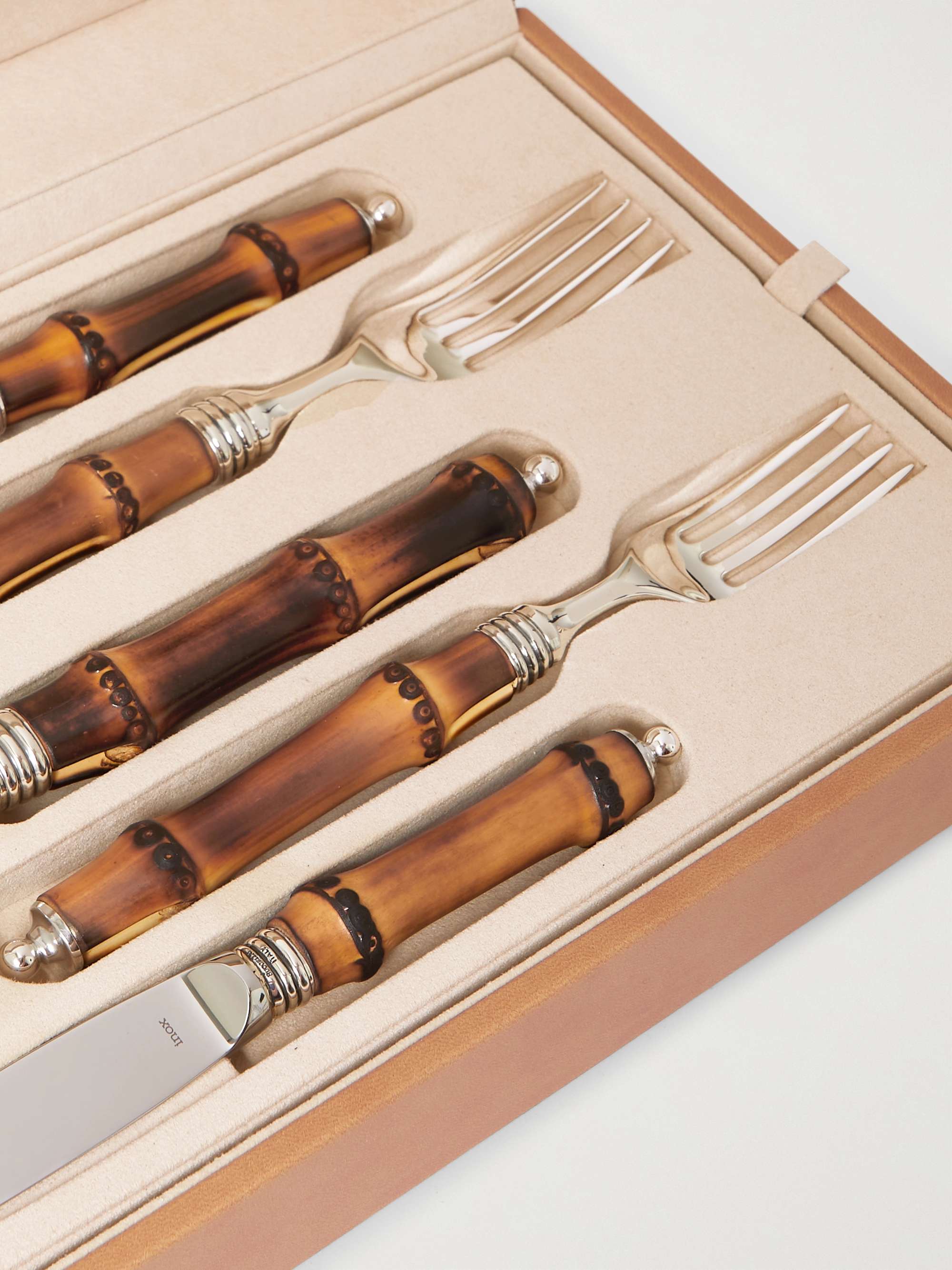 BUCCELLATI Tahiti Sterling Silver and Bamboo Cutlery Set