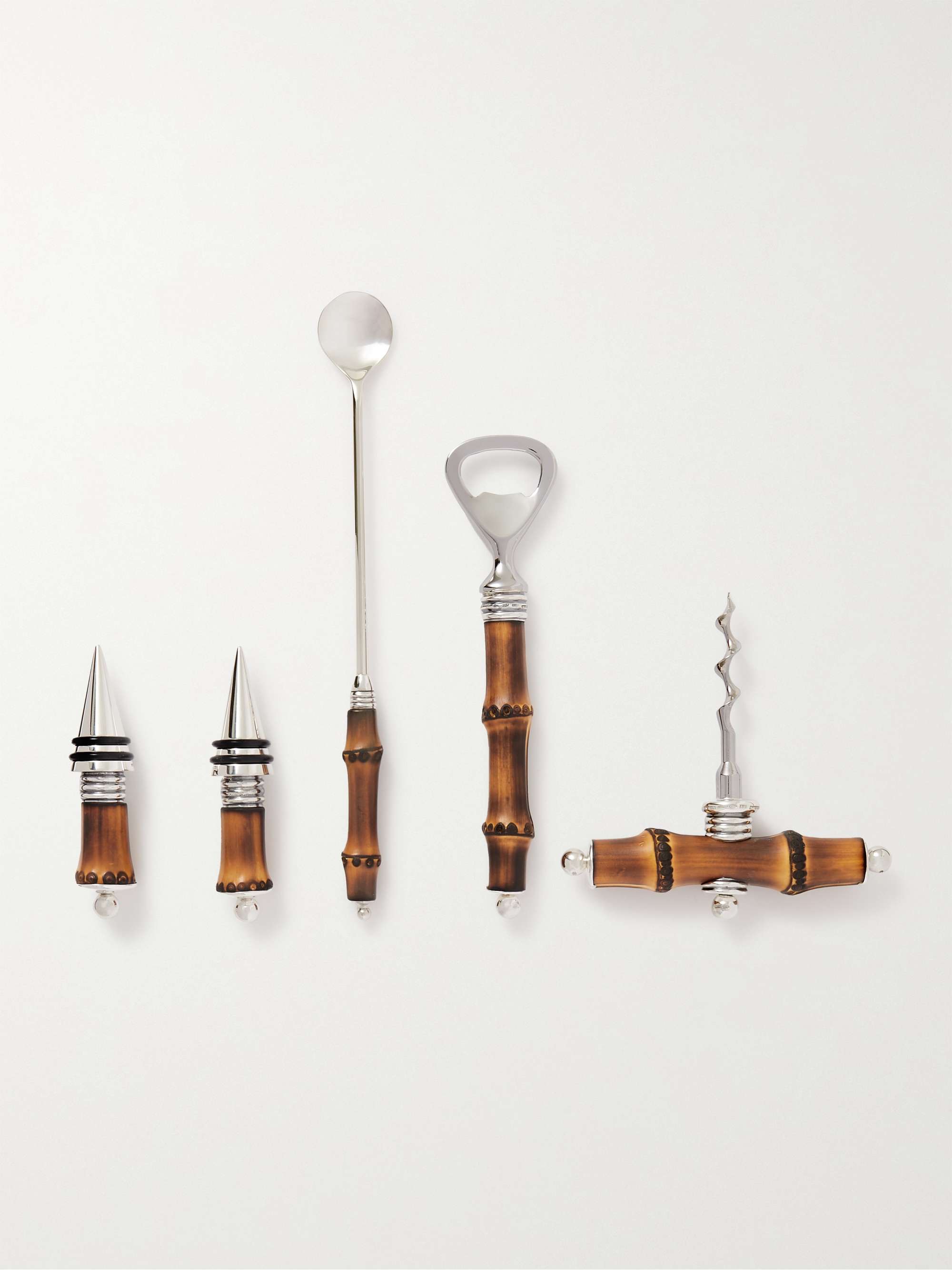 BUCCELLATI Tahiti Sterling Silver and Bamboo Cutlery Set