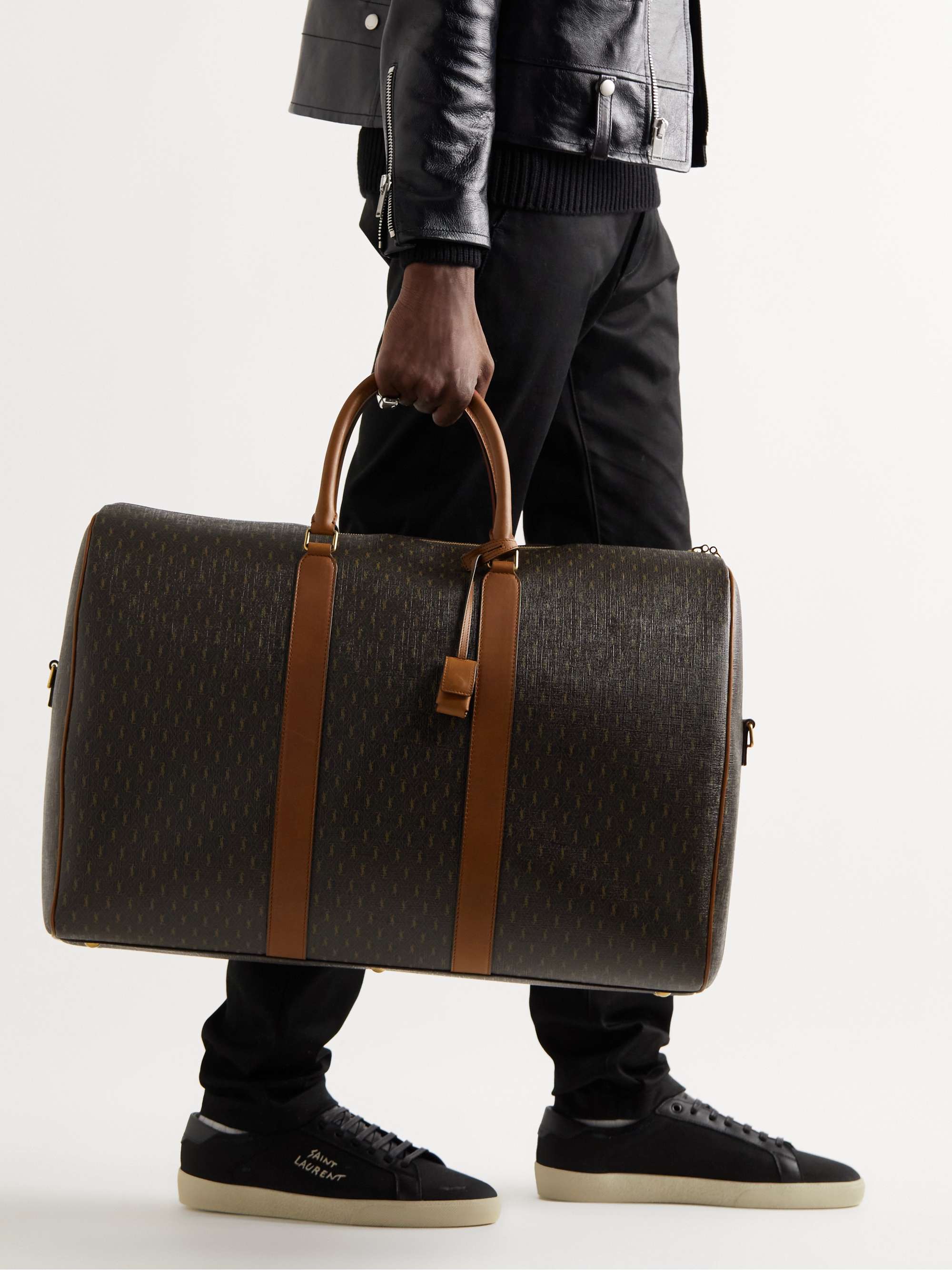 SAINT LAURENT Monogrammed LeatherTrimmed CoatedCanvas Duffle Bag for Men MR PORTER