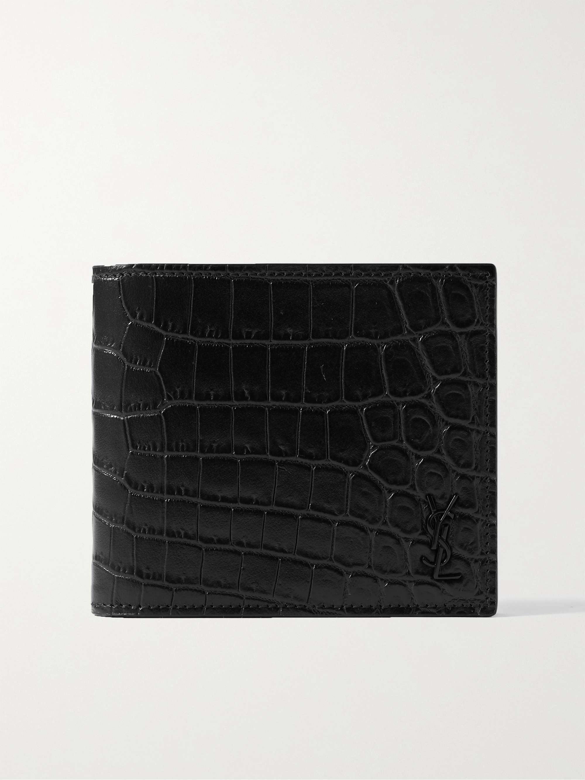 SAINT LAURENT Logo-Appliquéd Leather Billfold Wallet - Men - Black Wallets