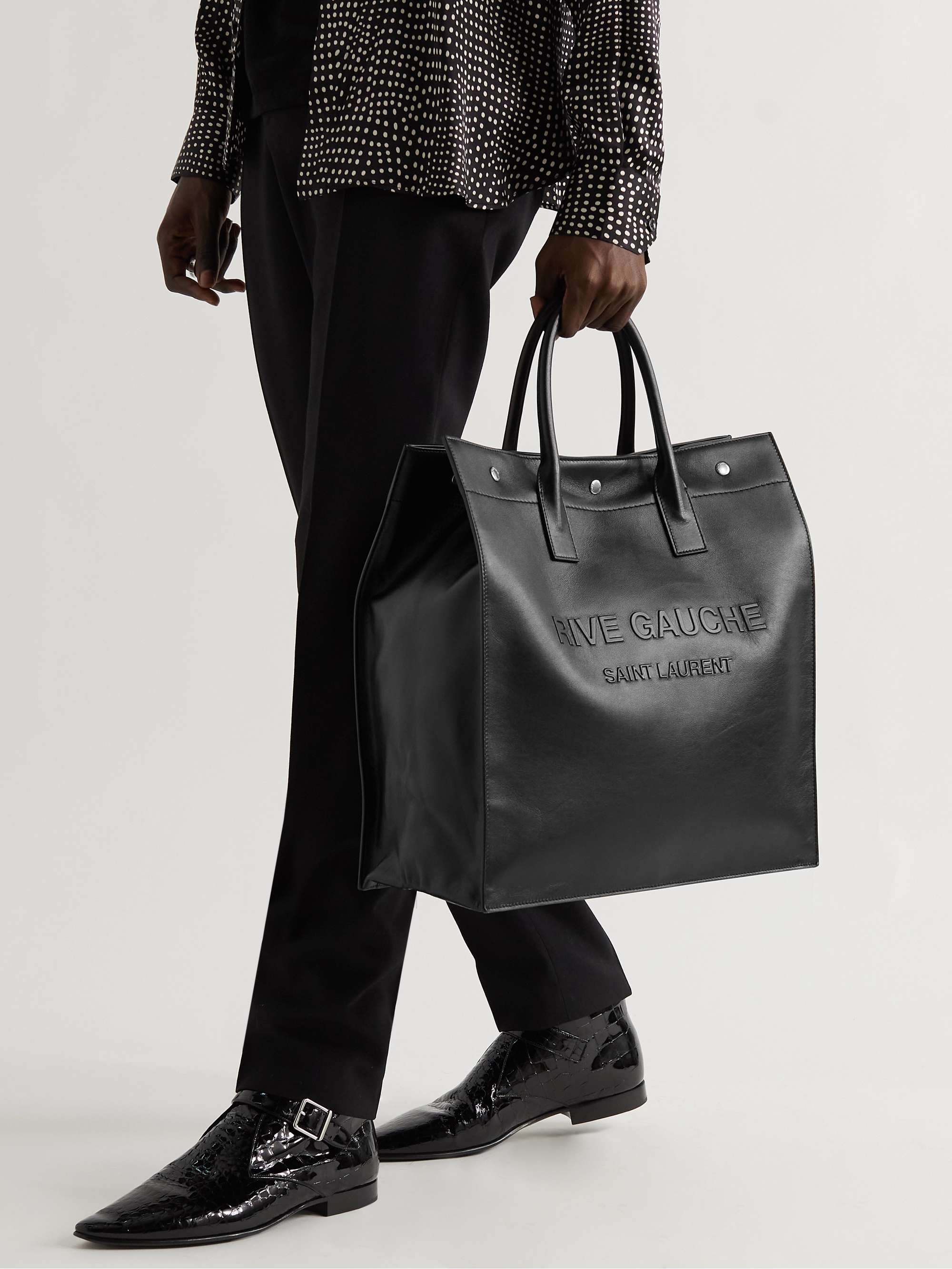 ysl black leather tote bag