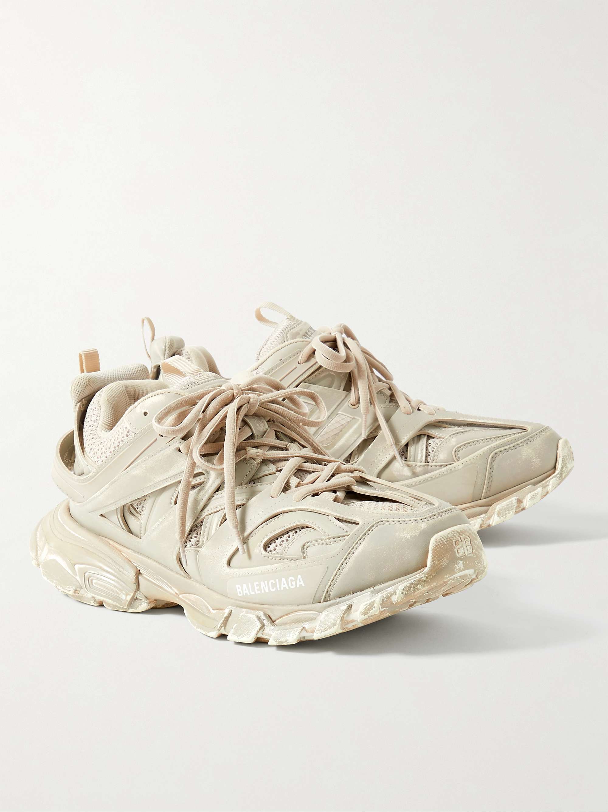 BALENCIAGA Track Faded Nylon, Mesh and Rubber Sneakers for Men | MR PORTER