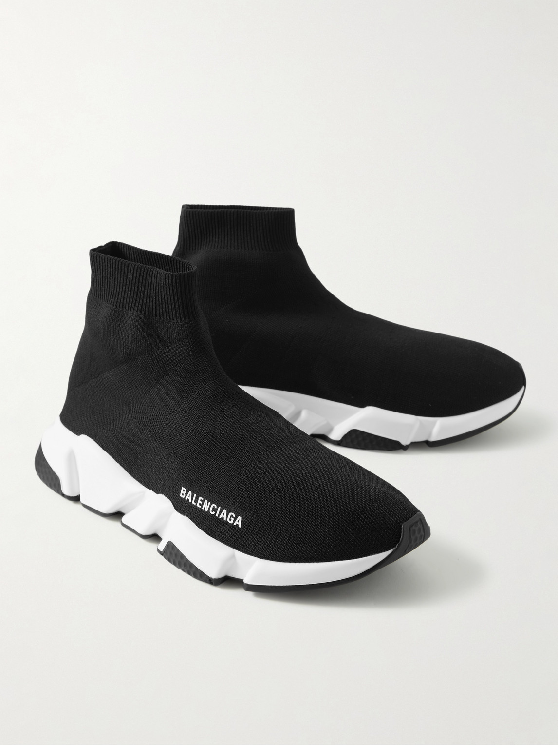 Shop Balenciaga Speed Recycled Stretch-knit Slip-on Sneakers In Black