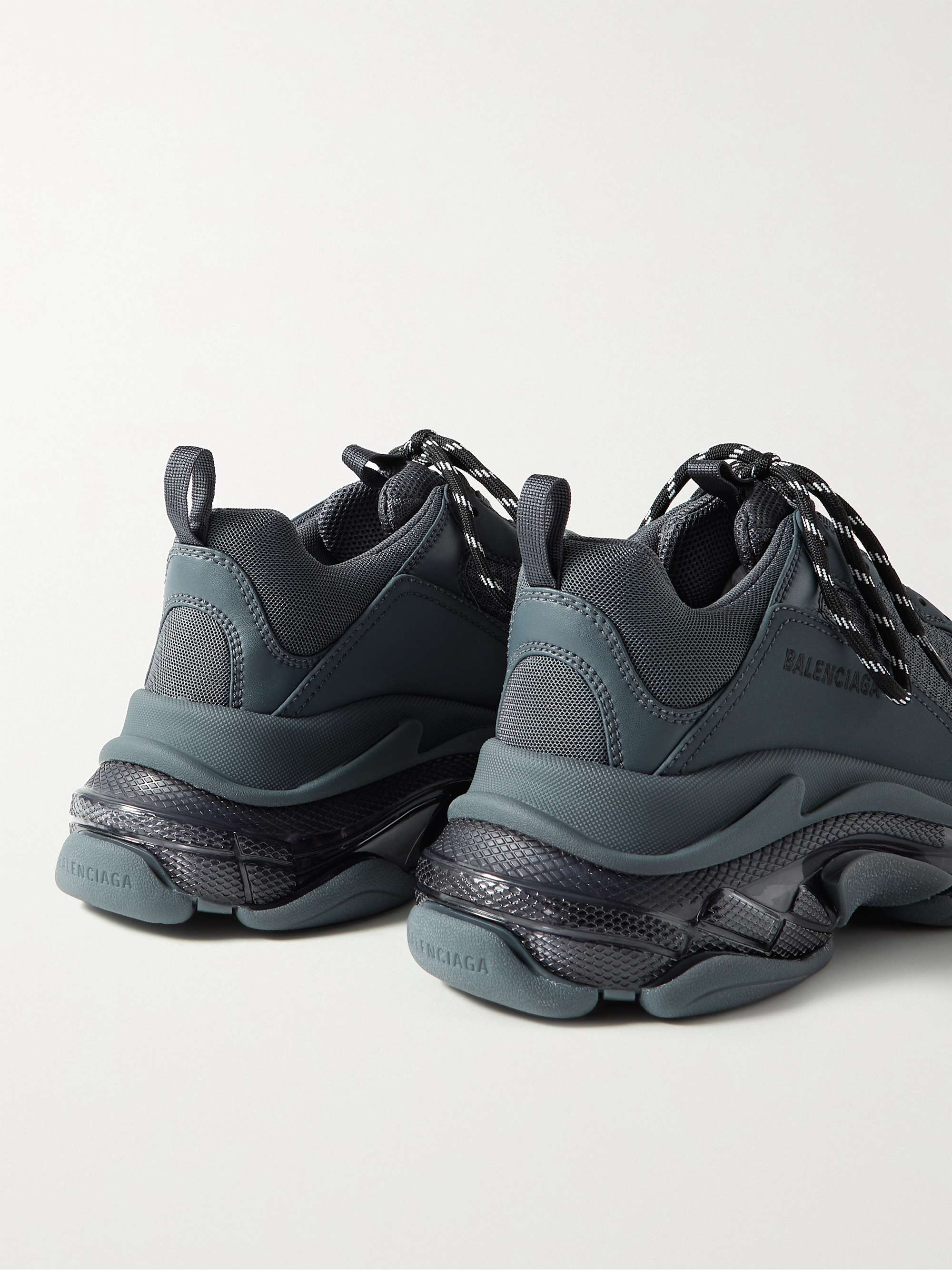BALENCIAGA Triple S Mesh and Faux Leather Sneakers