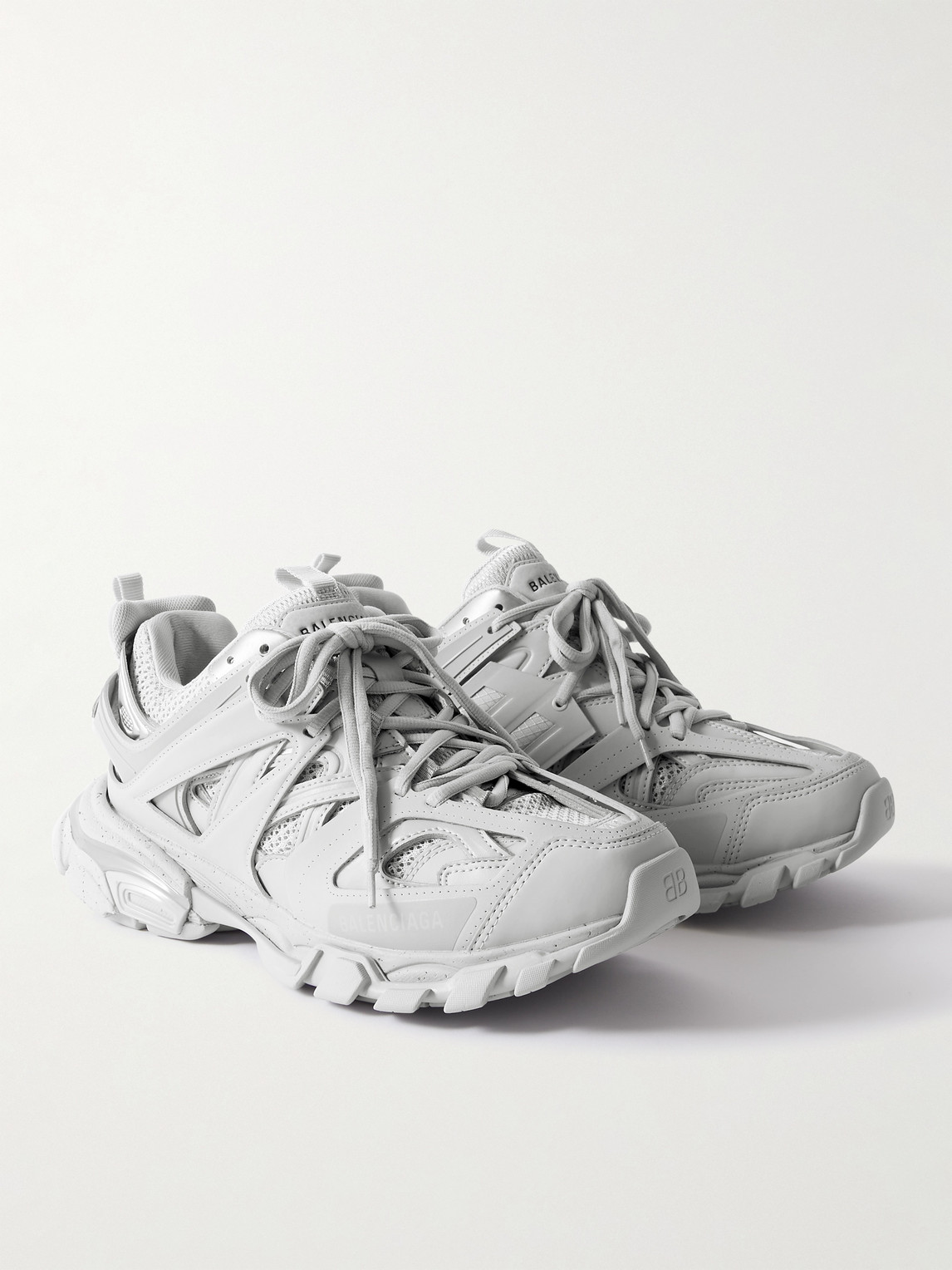 Shop Balenciaga Track Recycled Mesh And Nylon Sneakers In Gray