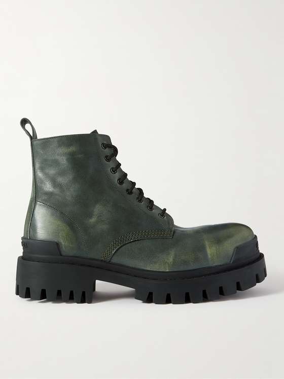 mrporter.com | Balenciaga Strike Distressed Leather Boots