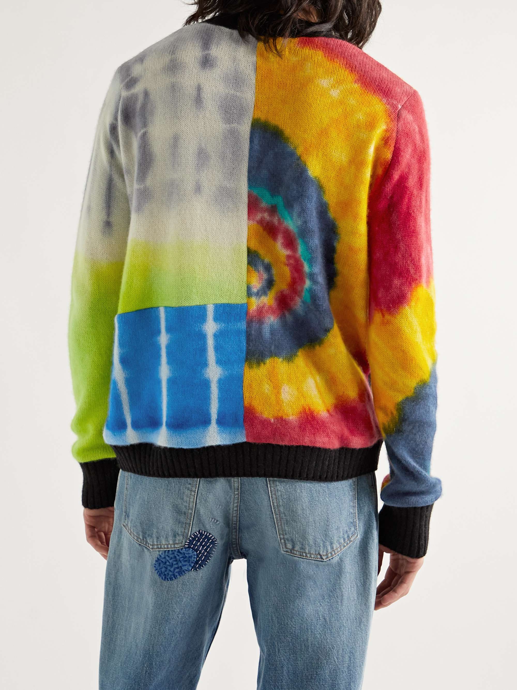 THE ELDER STATESMAN Patchwork Tie-Dyed Cashmere Sweater
