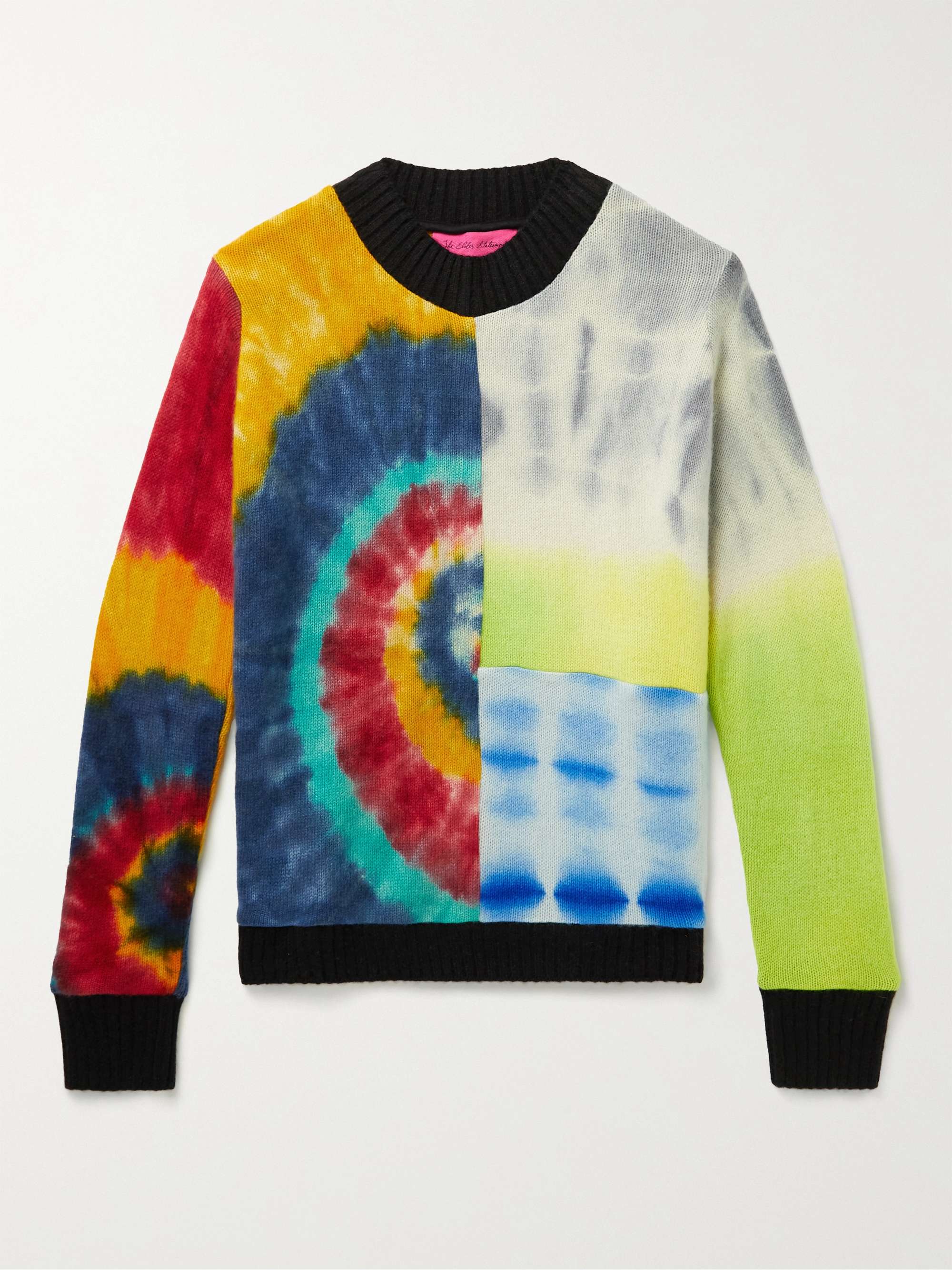 THE ELDER STATESMAN Patchwork Tie-Dyed Cashmere Sweater