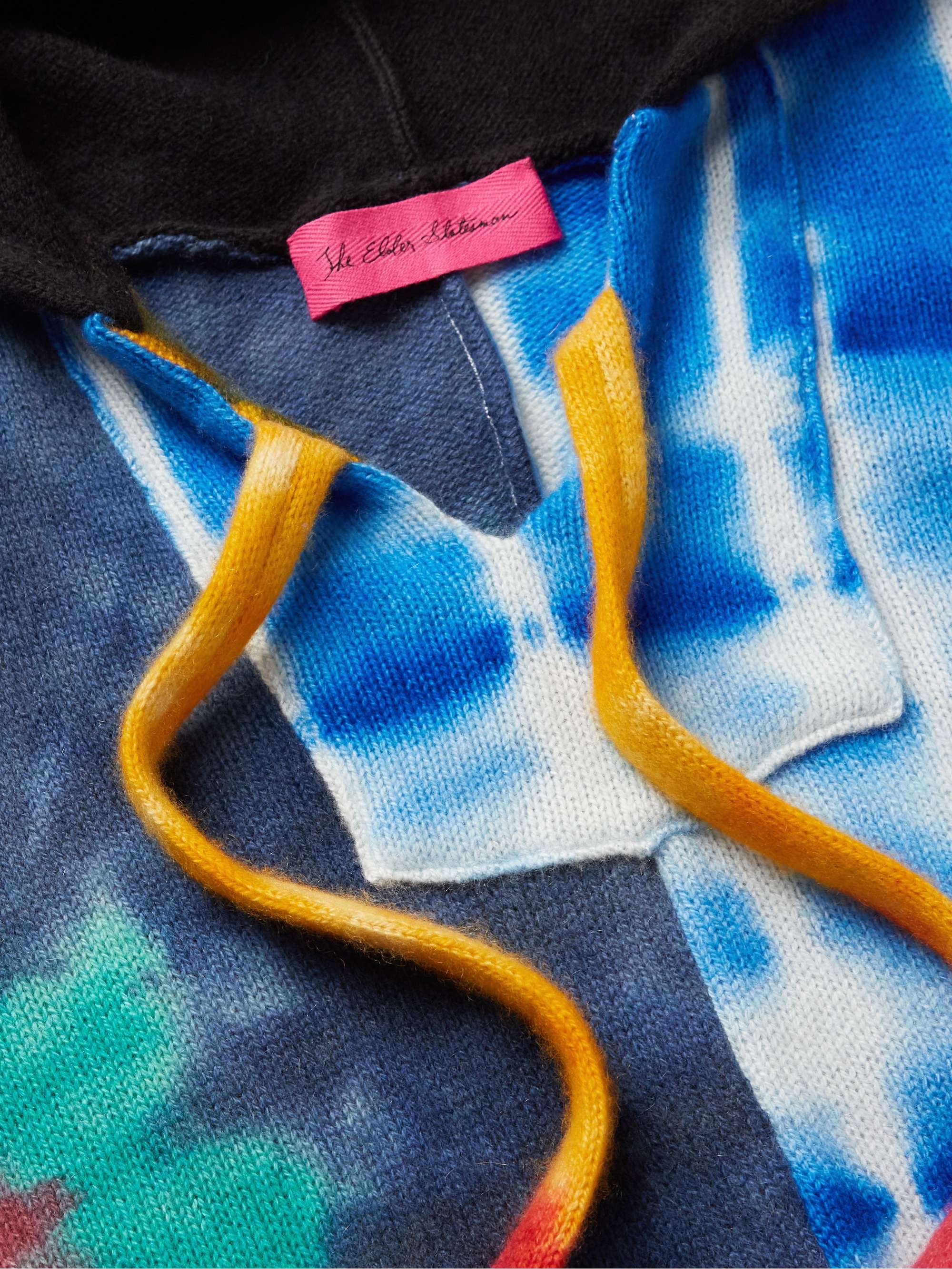 THE ELDER STATESMAN Patchwork Tie-Dyed Cashmere Hooded Sweater