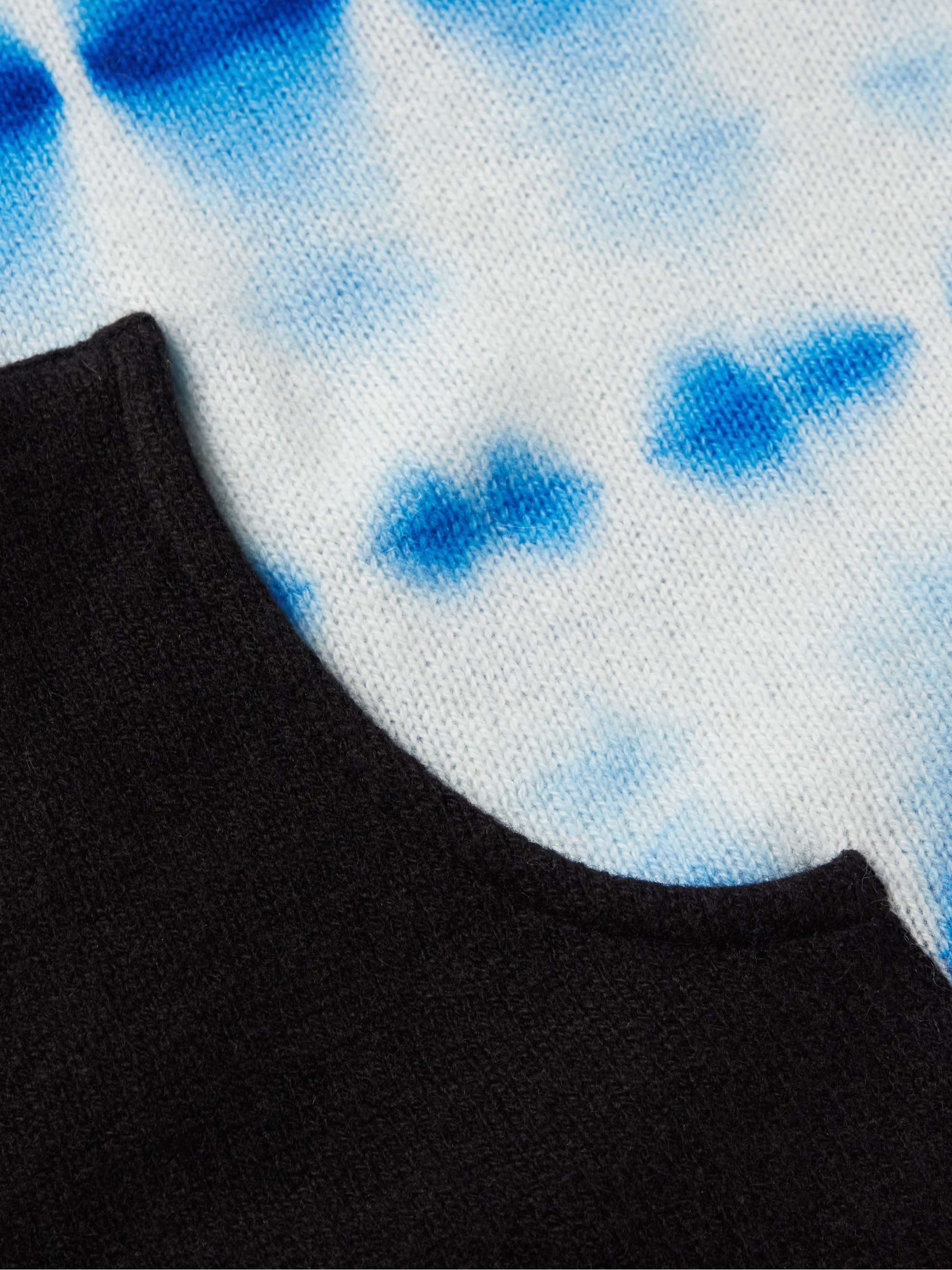 THE ELDER STATESMAN Patchwork Tie-Dyed Cashmere Hooded Sweater
