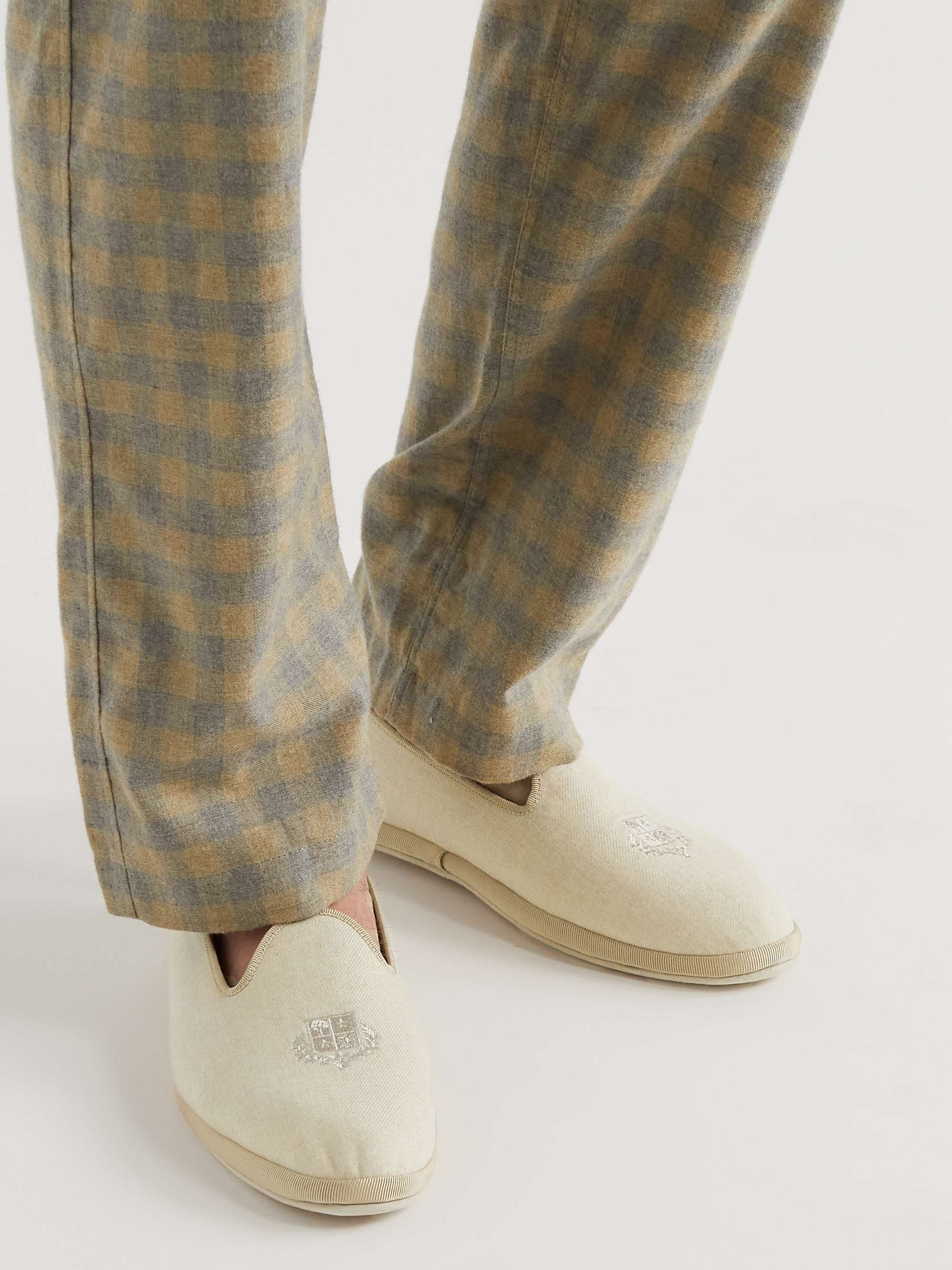 LORO PIANA Logo-Embroidered Cashmere Slippers