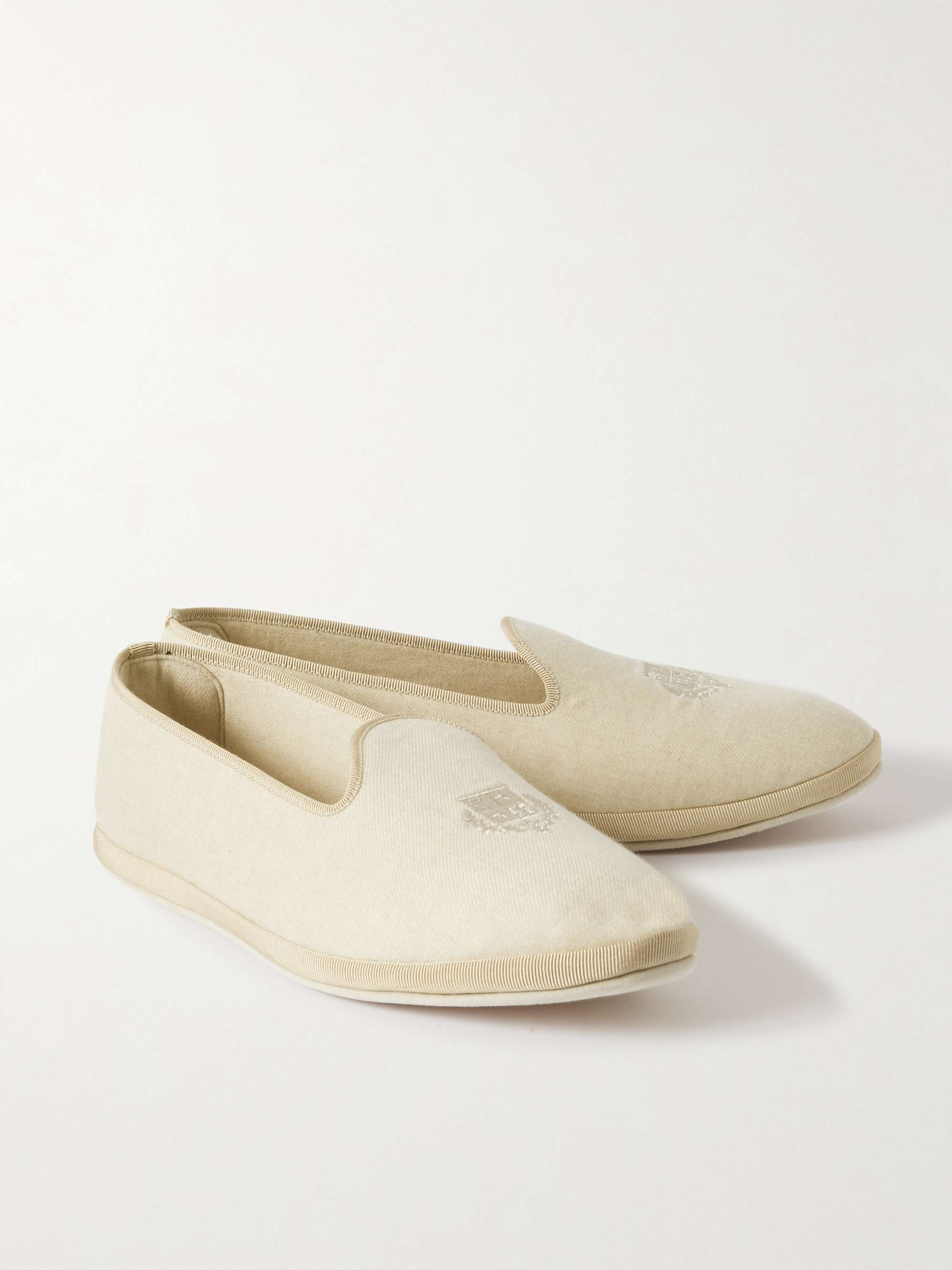LORO PIANA Logo-Embroidered Cashmere Slippers