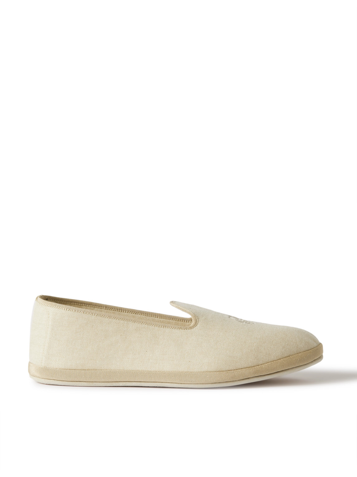 Loro Piana Logo-embroidered Cashmere Slippers In Neutrals
