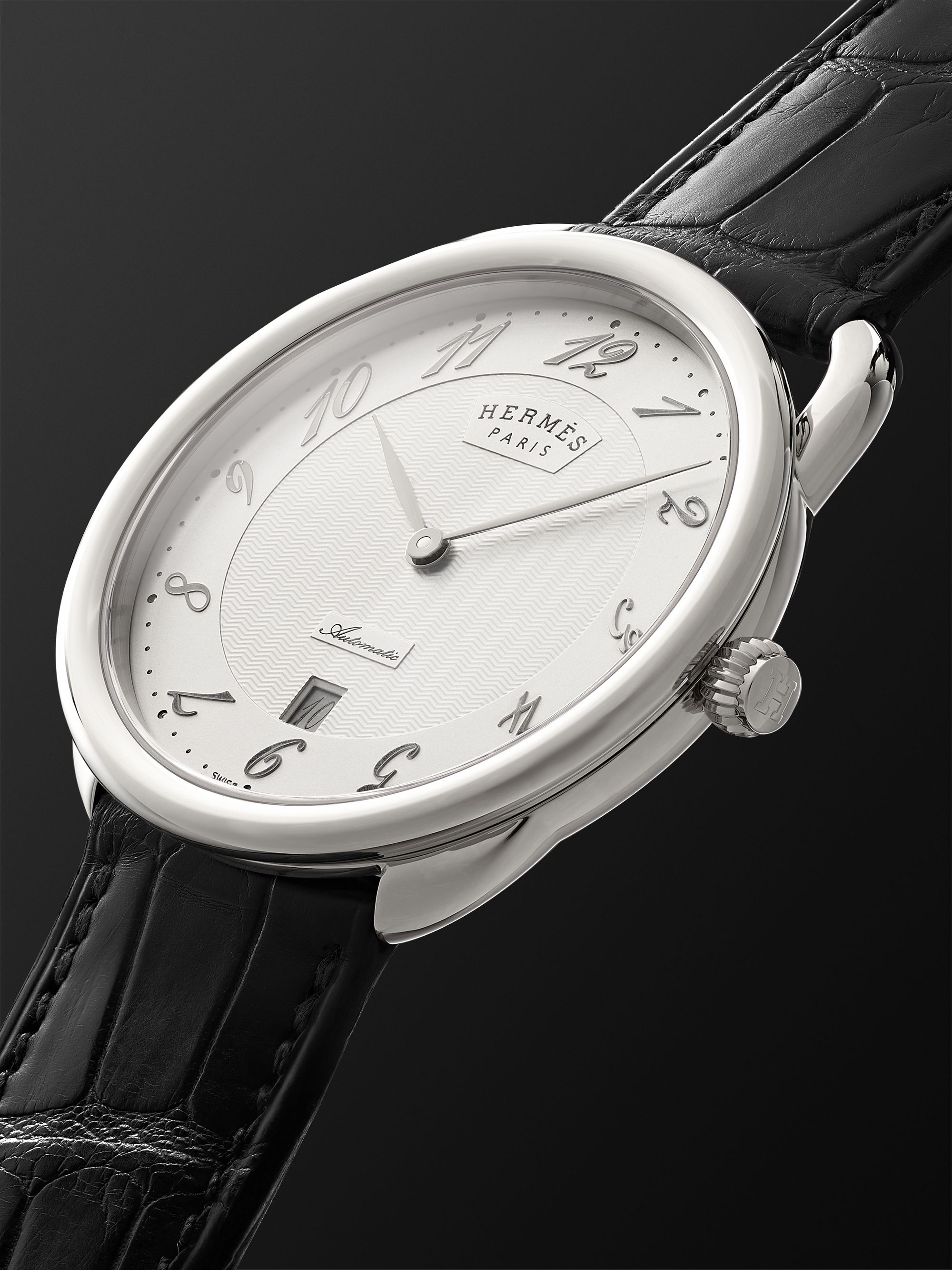HERMÈS TIMEPIECES Arceau Automatic 40mm Stainless Steel and Alligator Watch, Ref. No. 055574WW00