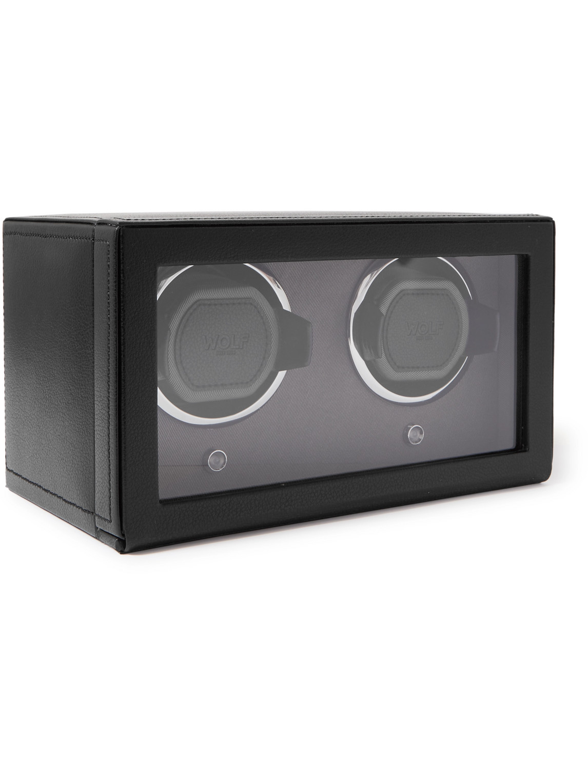 Shop Wolf Club Full-grain Vegan Leather Double Watch Winder In Black