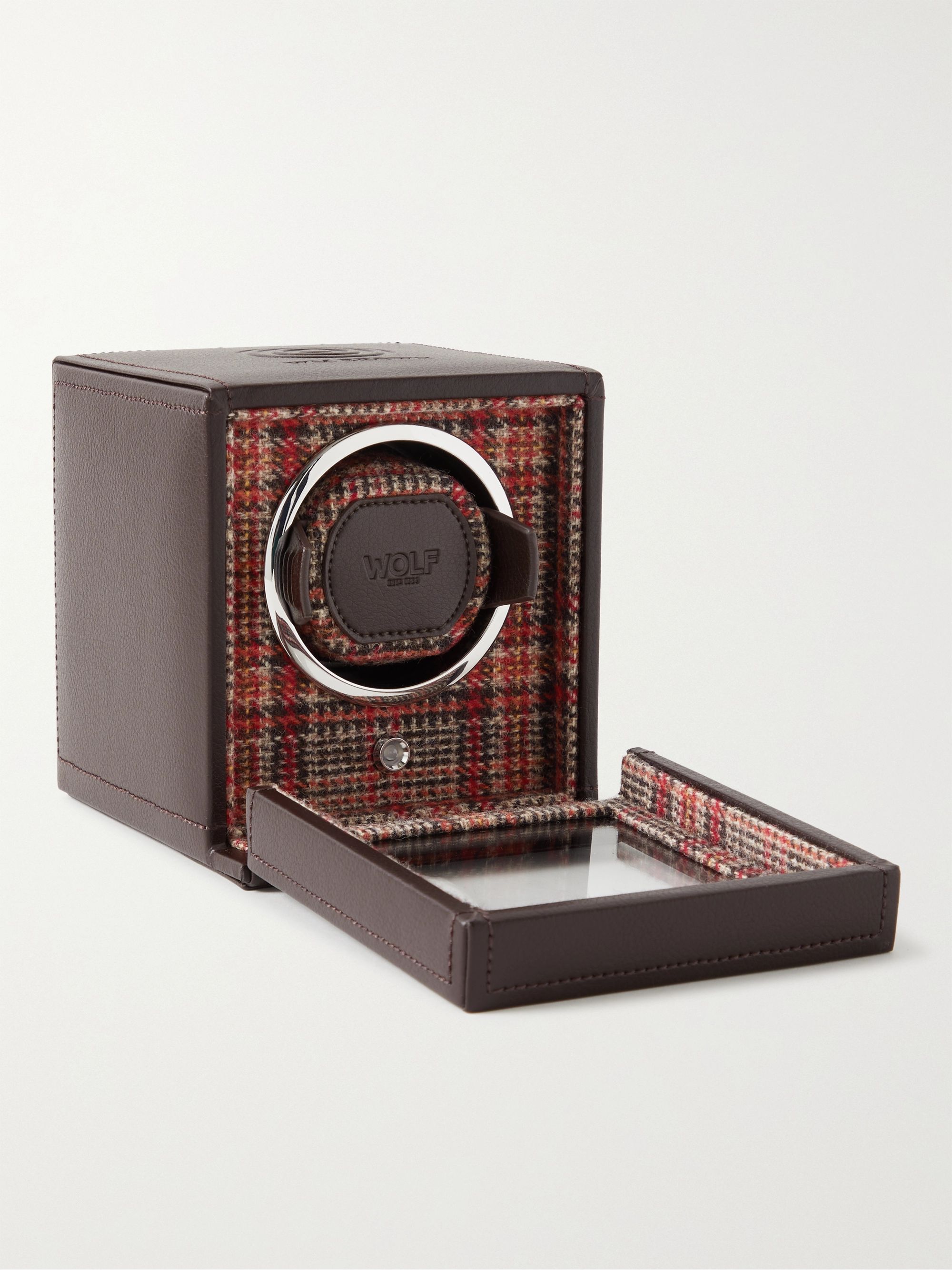 WOLF + WM Brown Full-Grain Leather Single Watch Winder
