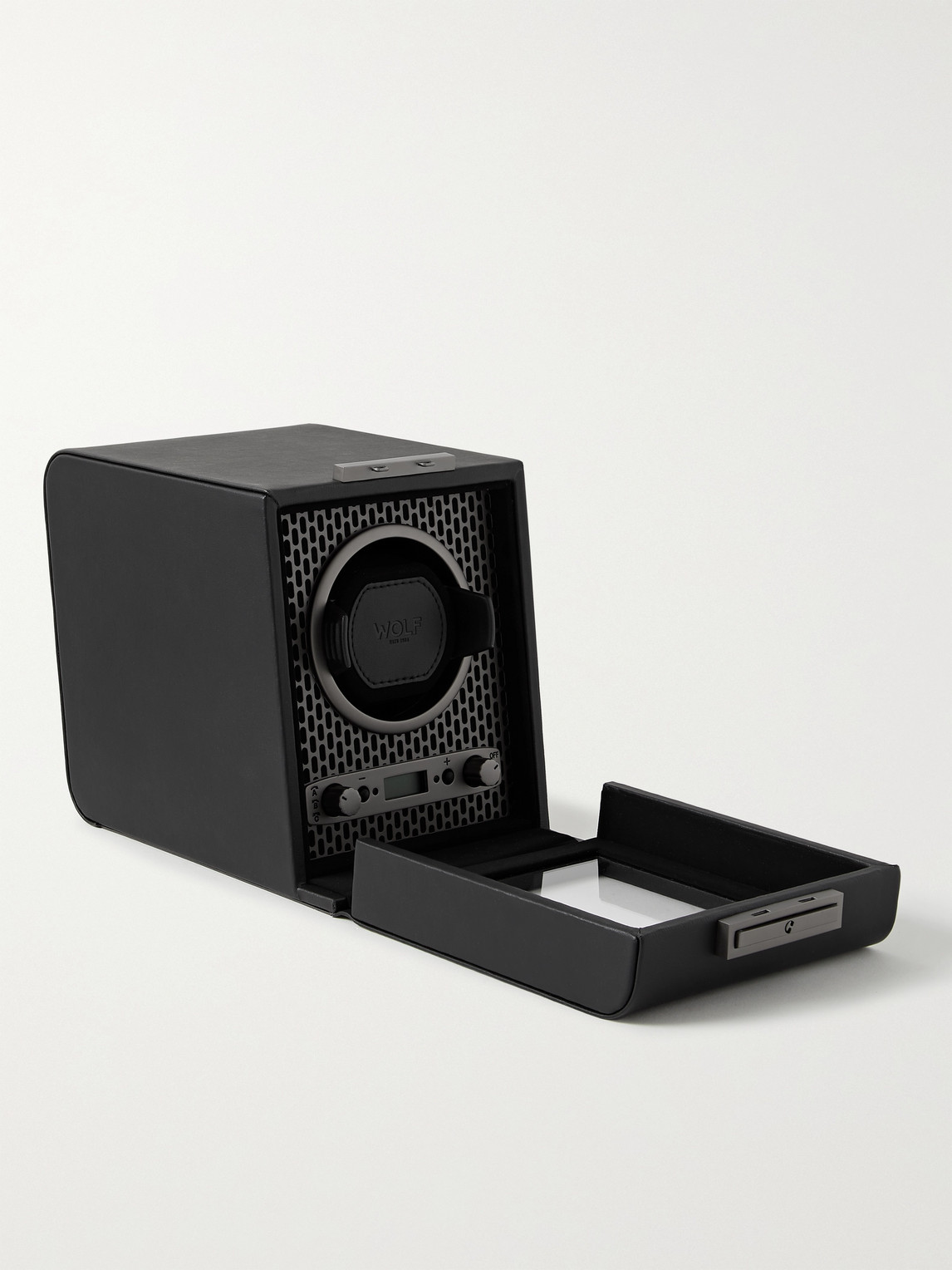Shop Wolf Axis Vegan Leather Single Watch Winder In Black