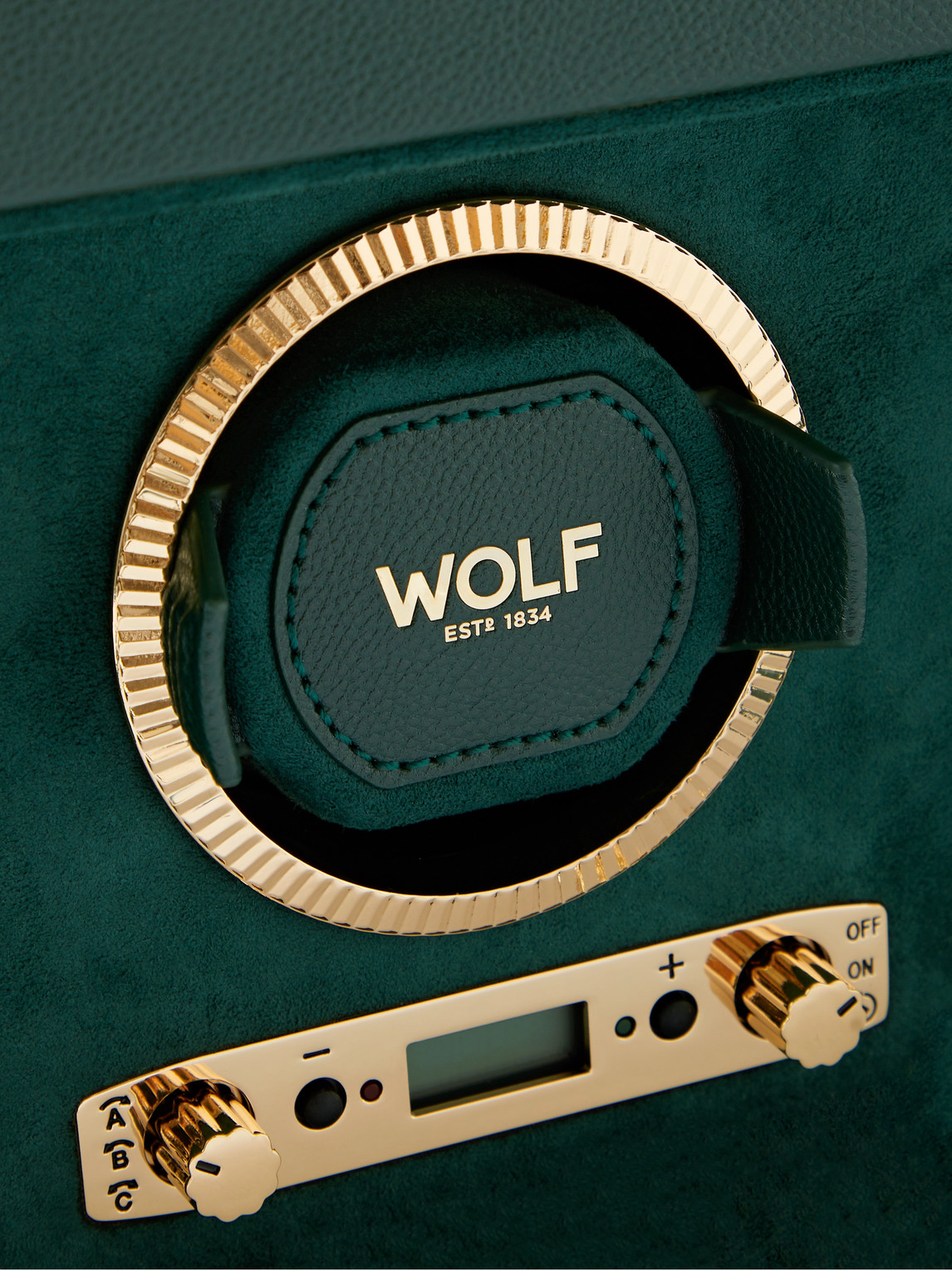 Shop Wolf Pebble-grain Vegan Leather Triple Watch Winder In Green