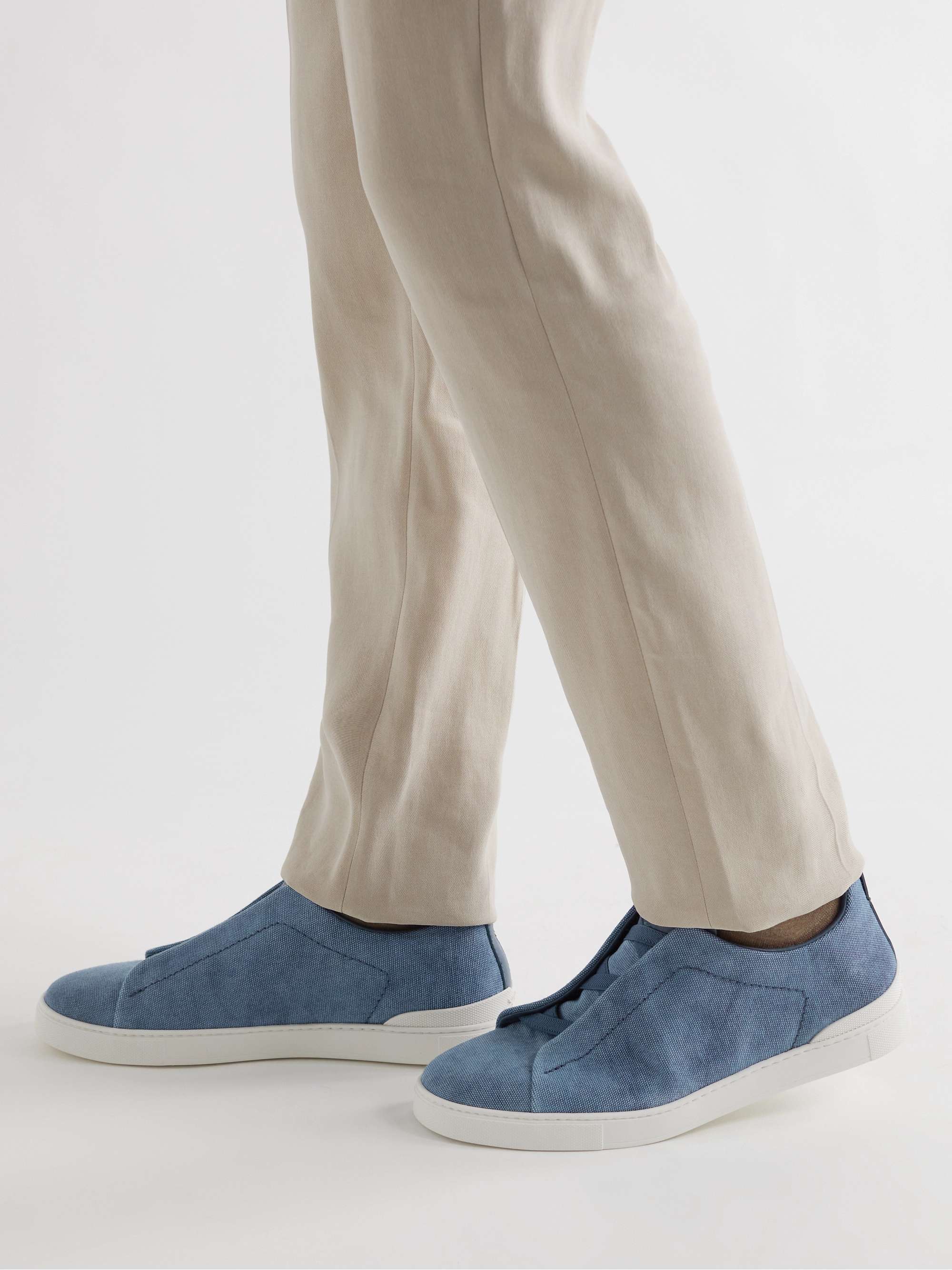ZEGNA Cotton-Canvas Slip-On Sneakers