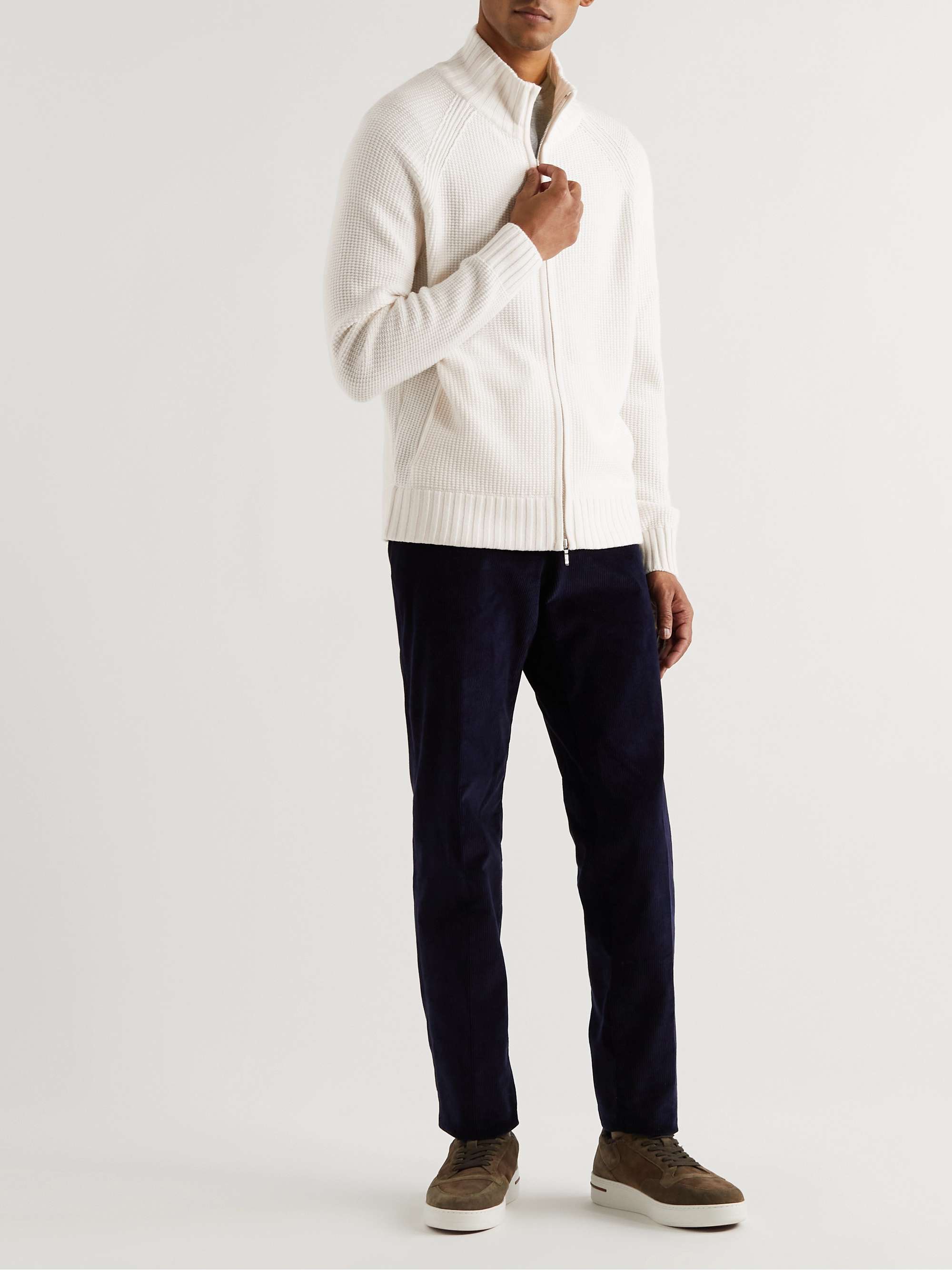 LORO PIANA Ribbed Cashmere Half-Zip Sweater