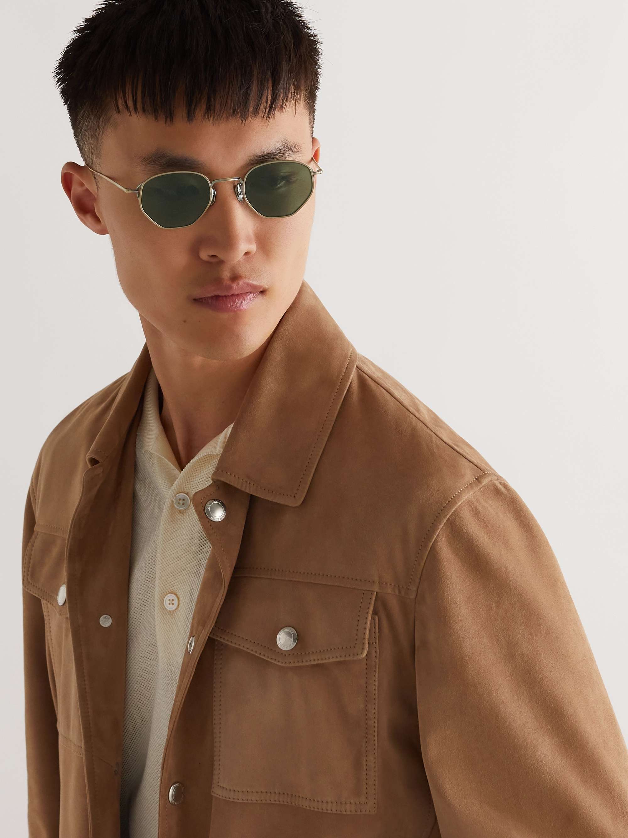 EYEVAN 7285 Round-Frame Gold-Tone Titanium Sunglasses