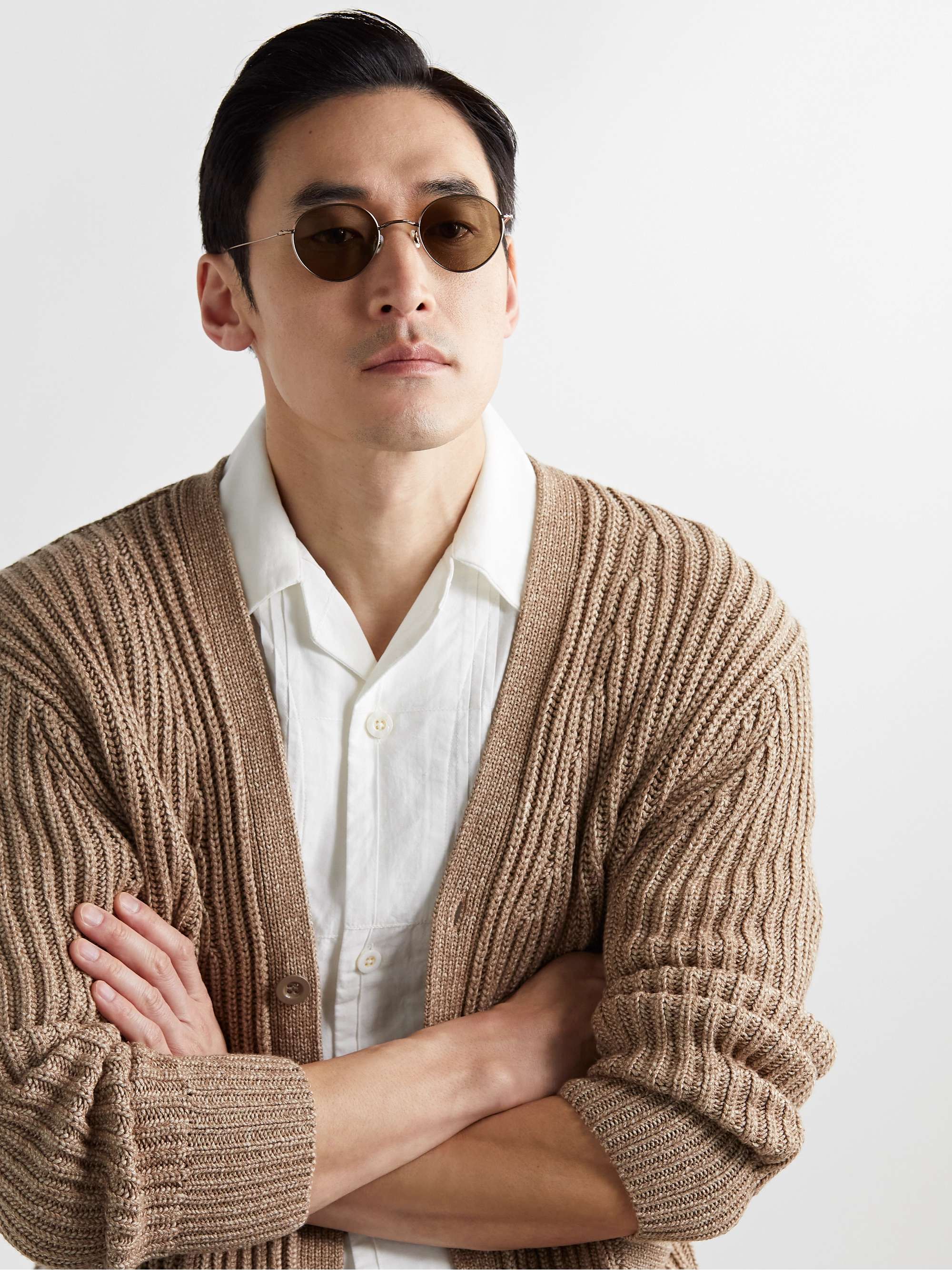 EYEVAN 7285 + 10 EYEVAN 170 Round-Frame Gold-Tone Titanium Sunglasses