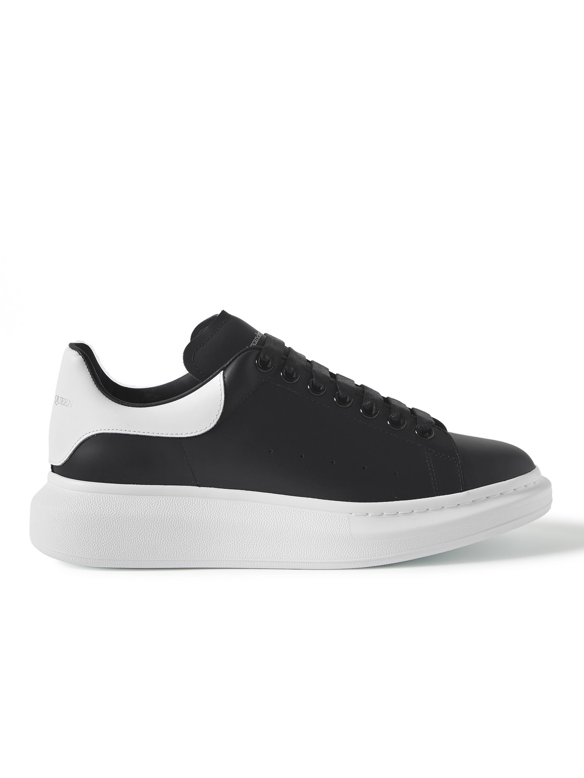 Shop Alexander Mcqueen Exaggerated-sole Leather Sneakers In Black