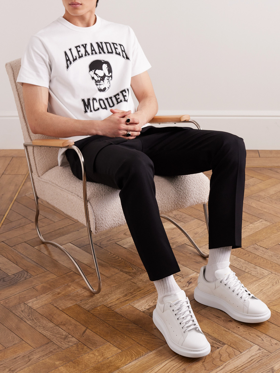 Alexander Mcqueen Exaggerated-sole Leather Sneakers In White