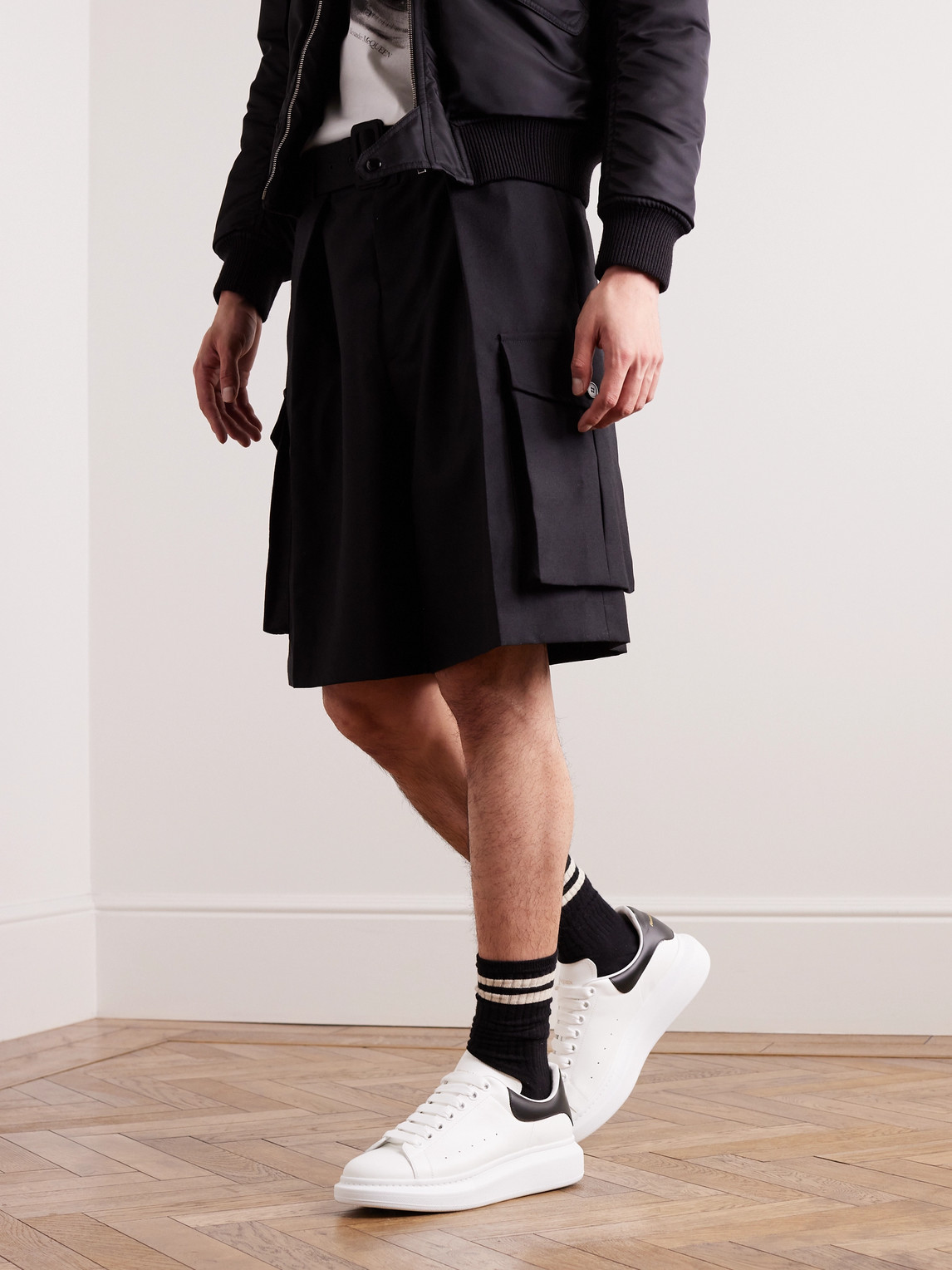 Alexander Mcqueen Alexander Mc Queen White And Blue Navy Oversized Sneakers In White