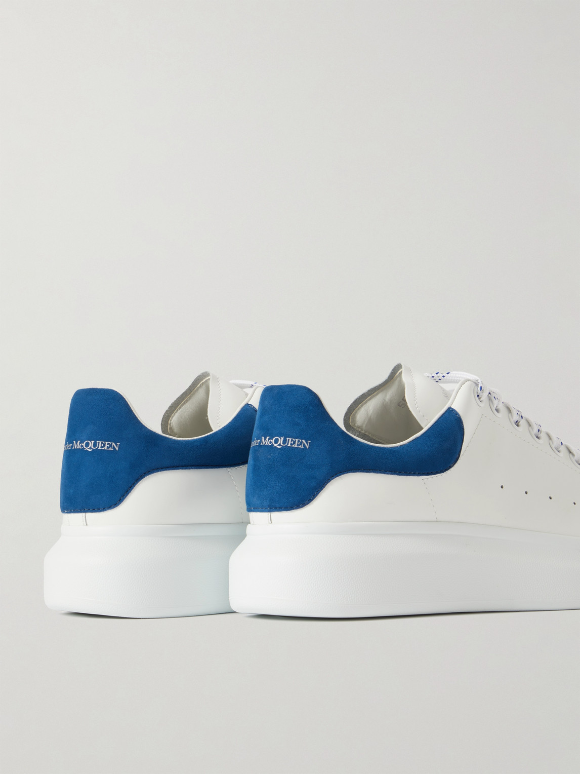 Shop Alexander Mcqueen Exaggerated-sole Suede-trimmed Leather Sneakers In White