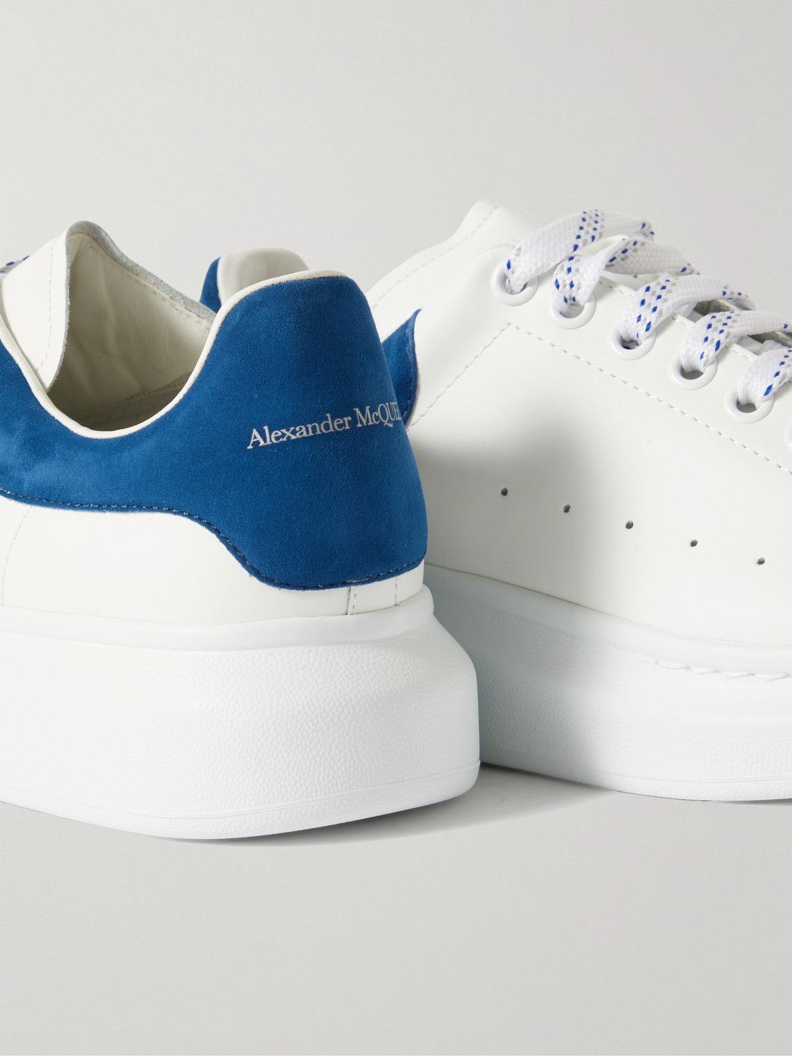 Shop Alexander Mcqueen Exaggerated-sole Suede-trimmed Leather Sneakers In White