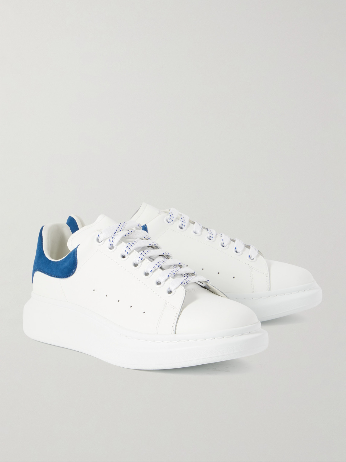 Shop Alexander Mcqueen Exaggerated-sole Suede-trimmed Leather Sneakers In White