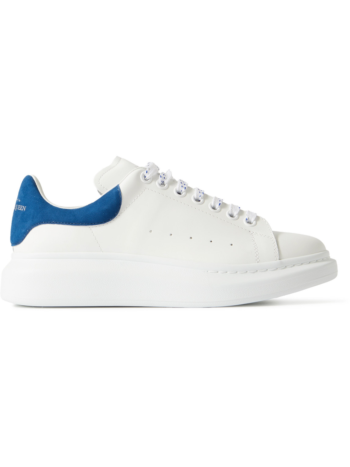 Shop Alexander Mcqueen Exaggerated-sole Suede-trimmed Leather Sneakers In White