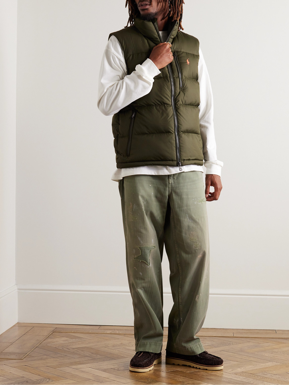 Shop Polo Ralph Lauren Quilted Recycled Ripstop Down Gilet In Green