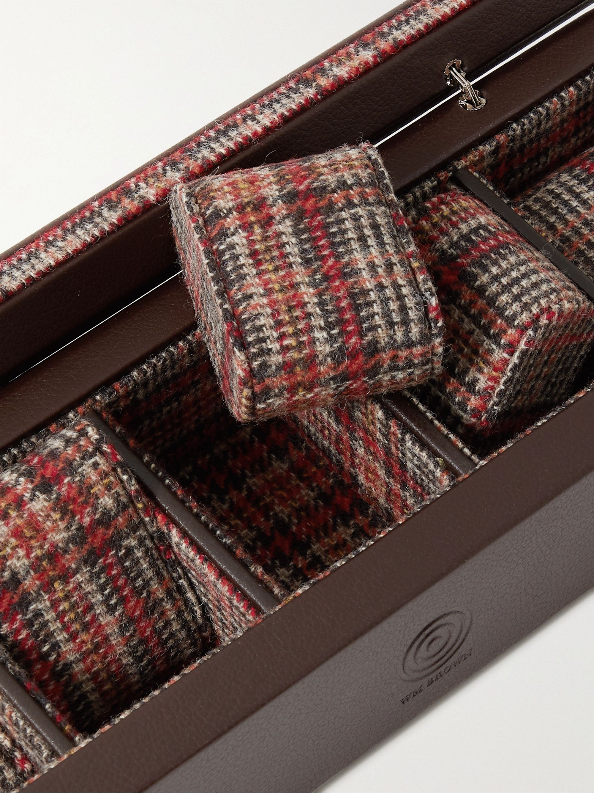 WOLF + WM Brown Full-Grain Leather Five-Piece Watch Box