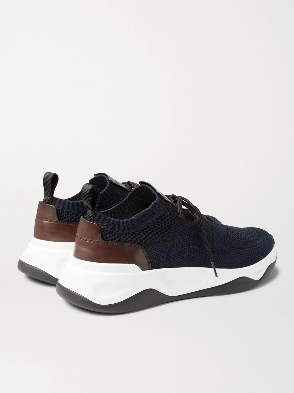 Shadow Knit and Leather Sneaker - Size: 12.5 - Men - Berluti