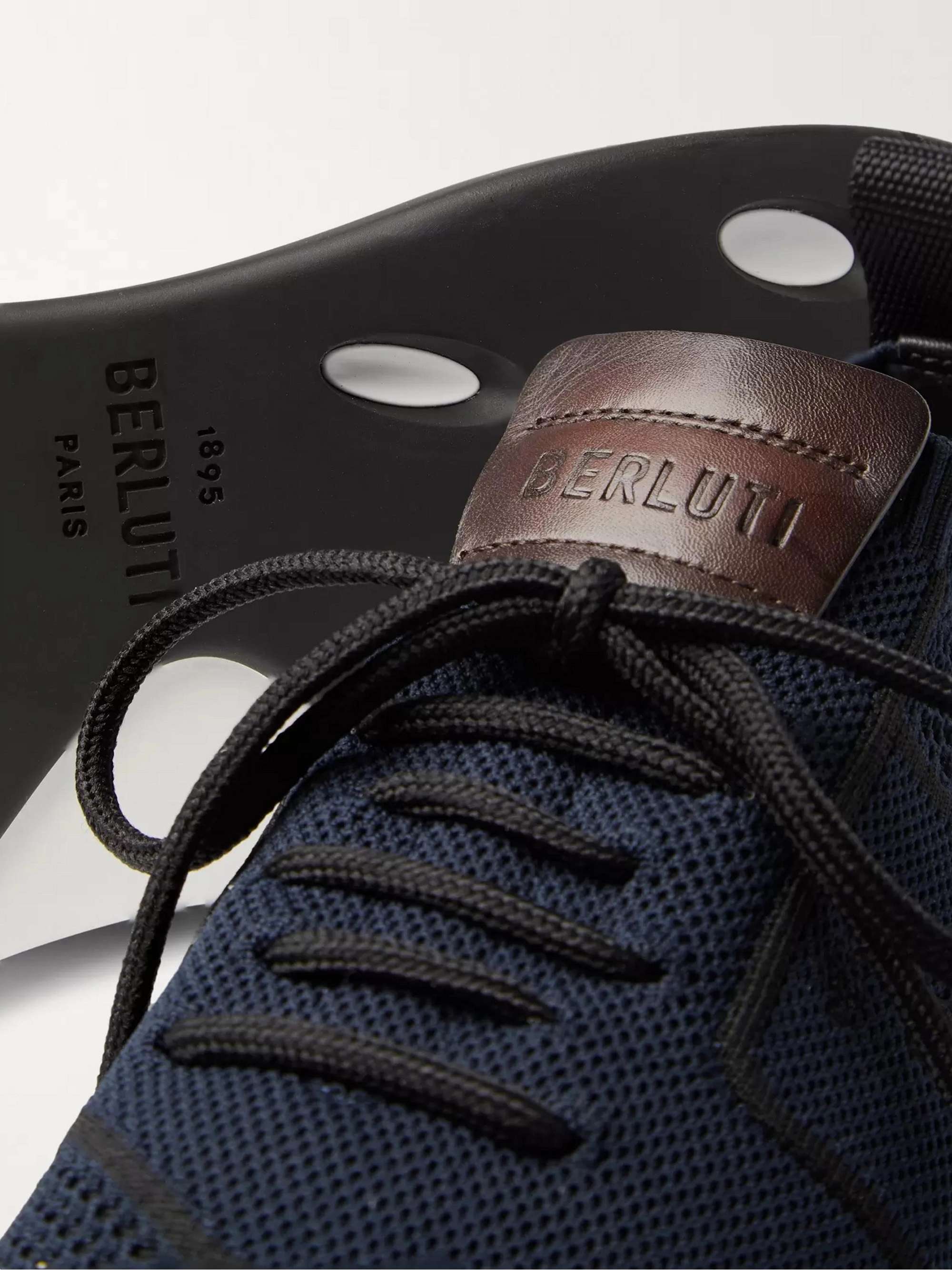 BERLUTI Shadow Leather-Trimmed Mesh Sneakers