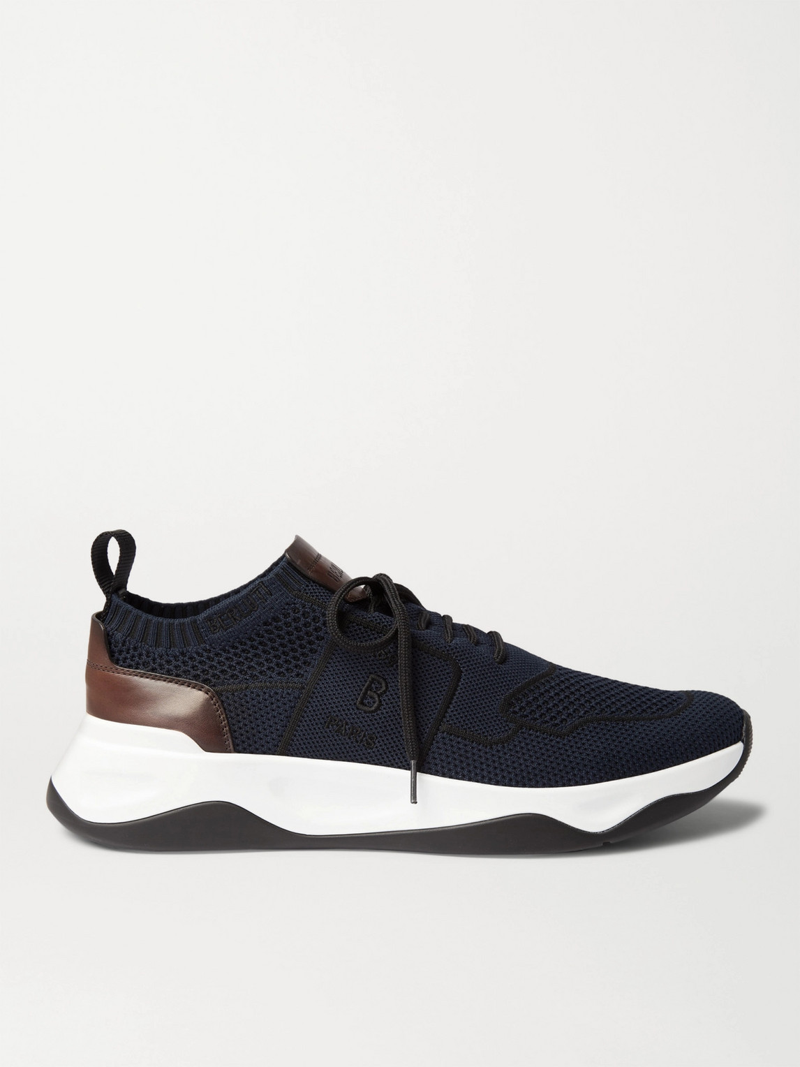 Berluti Shadow Venezia Leather-Trimmed Stretch-Knit Sneakers - Men