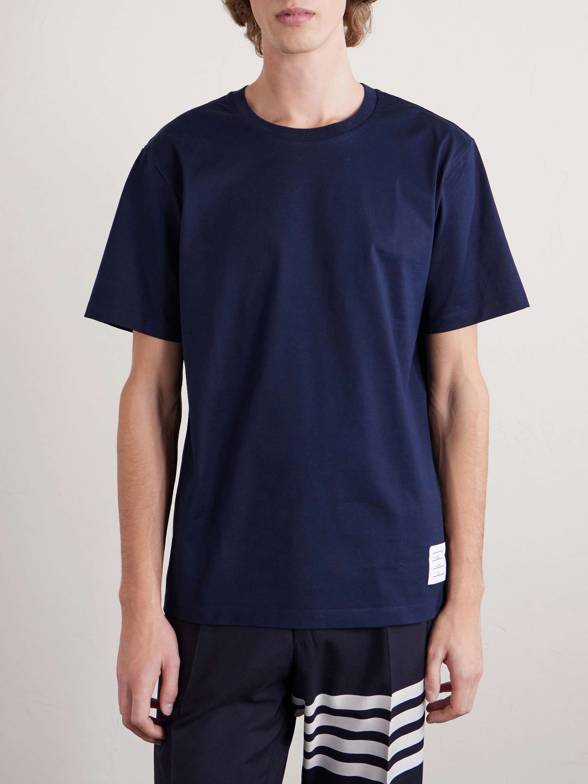 THOM BROWNE Logo-Appliquéd Cotton-Jersey T-Shirt
