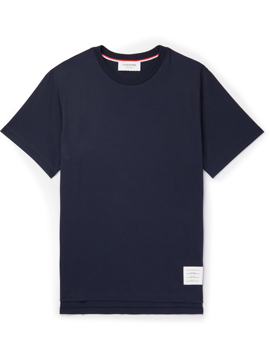 Thom Browne Classic Pique 4-bar Crewneck T-shirt In Blue